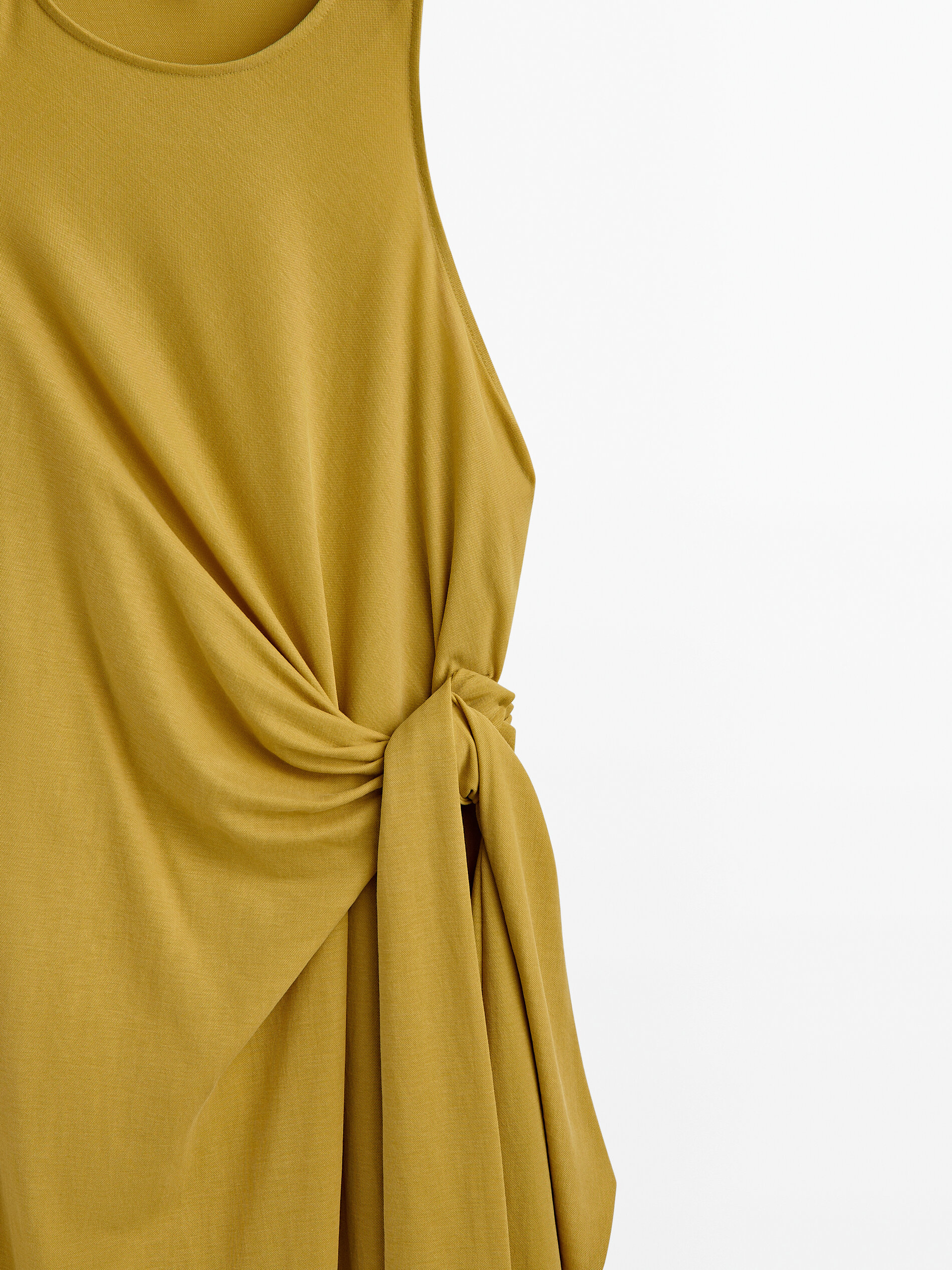 Vestido midi detalle nudo - AMARILLO MOSTAZA