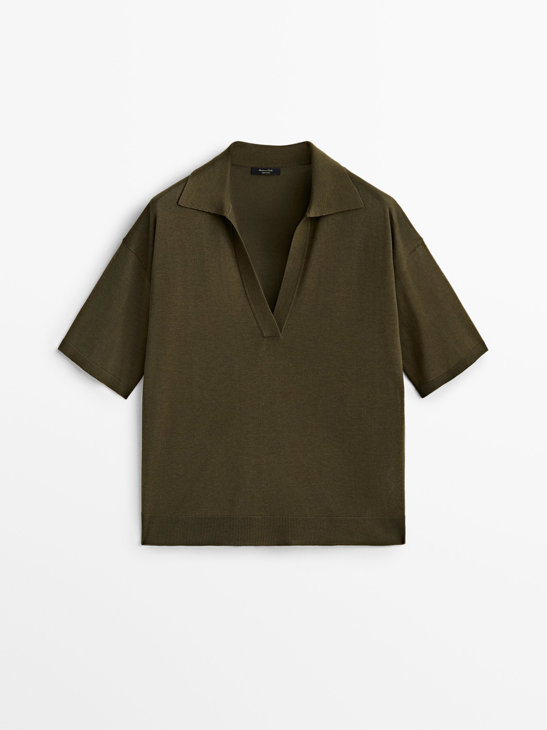 Jersey punto cuello polo - KAKI OSCURO