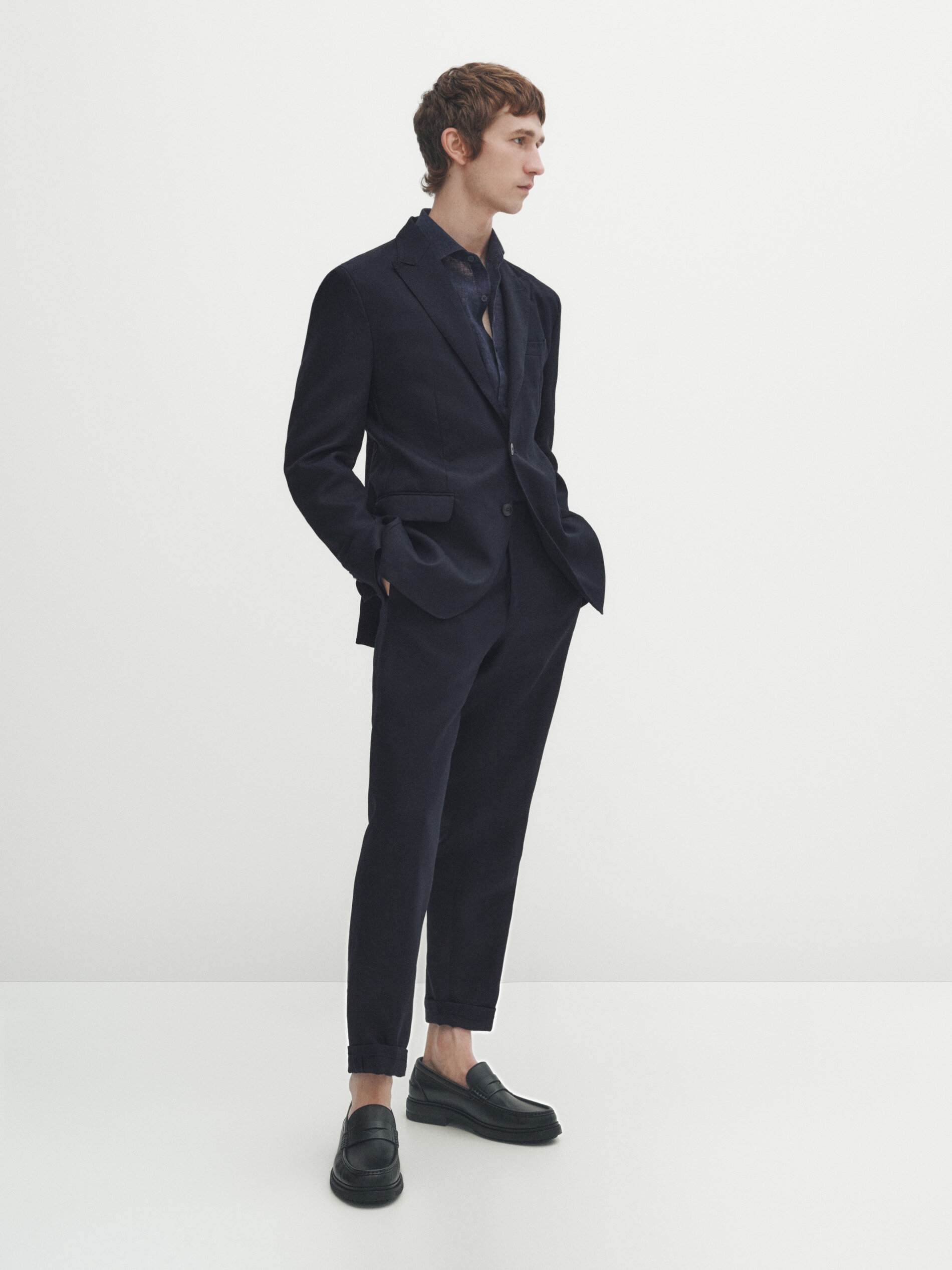 Americana traje azul marino 100% lino - AZUL MARINO