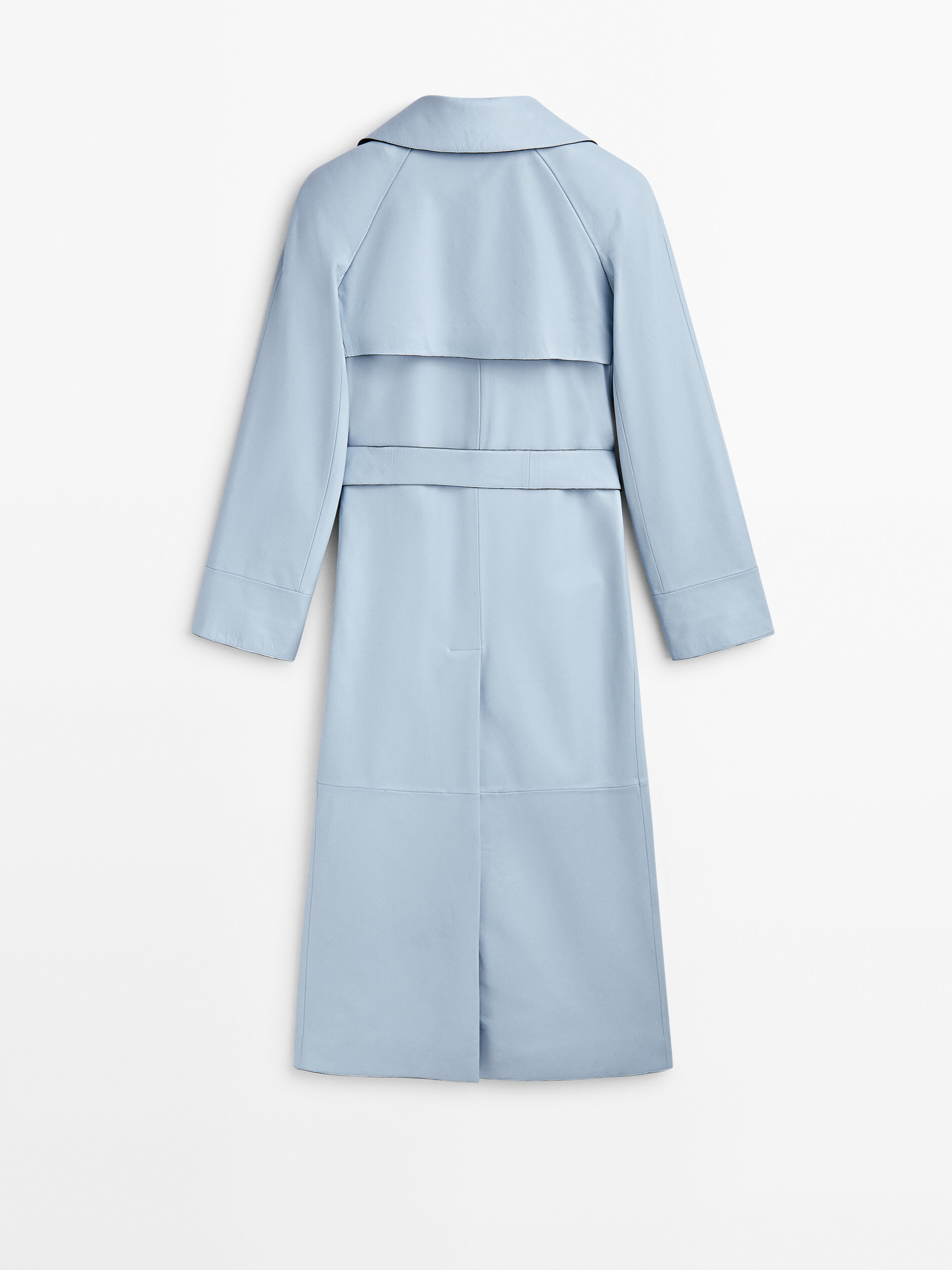 Chaqueta trench piel napa cinturón - Studio - CELESTE