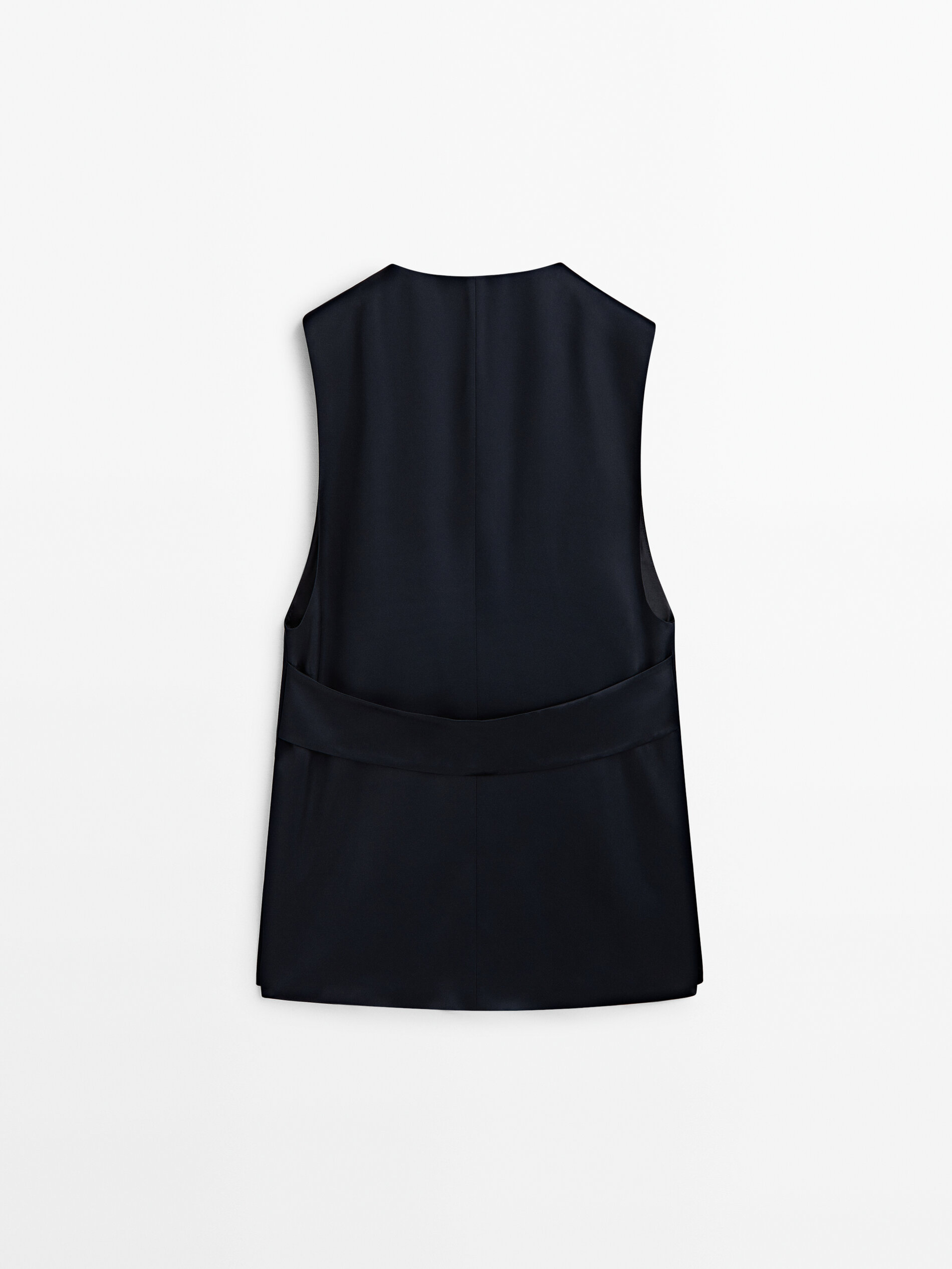 Chaleco largo satinado azul marino - AZUL MARINO