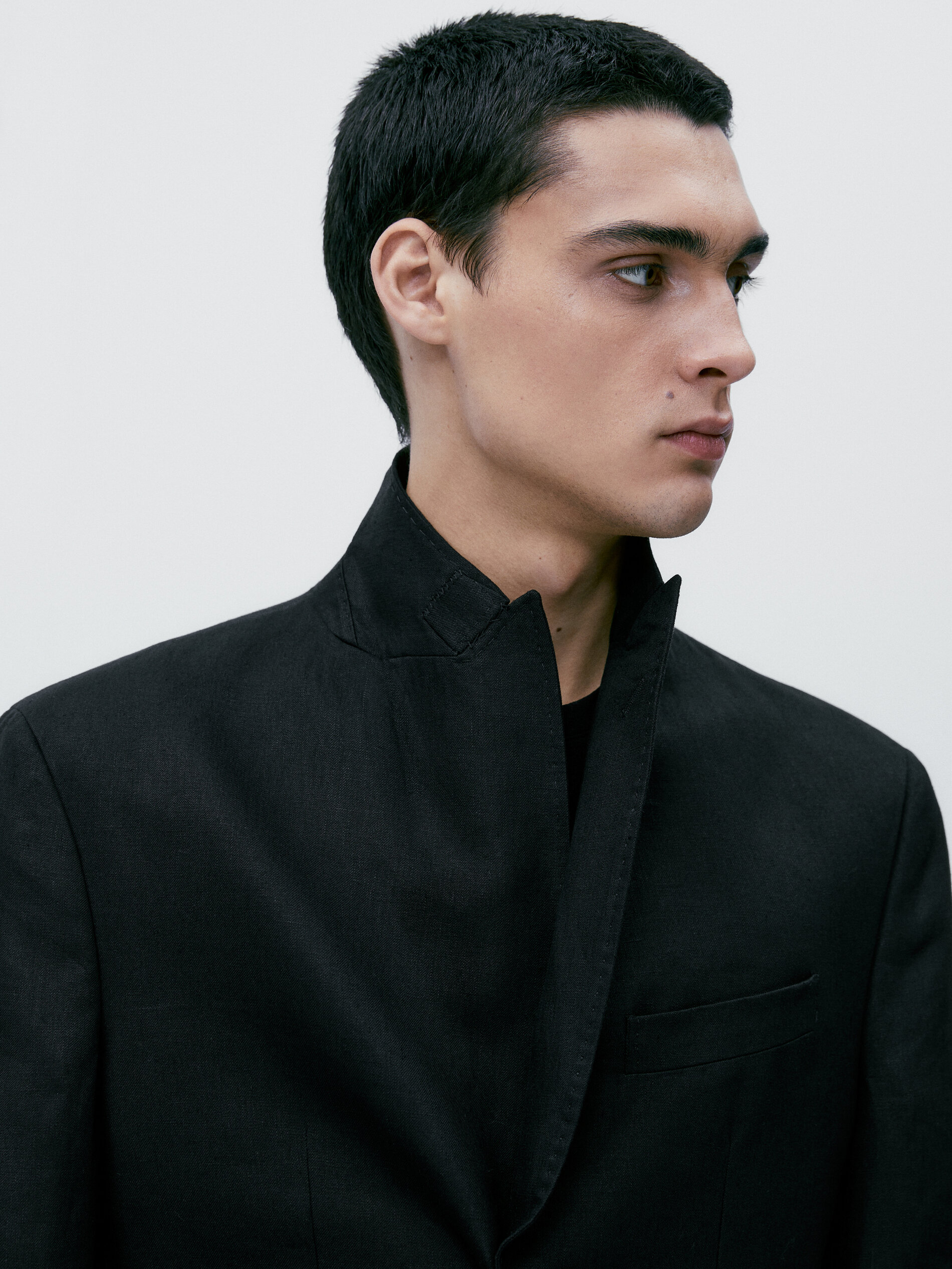 Americana traje negro lino - NEGRO