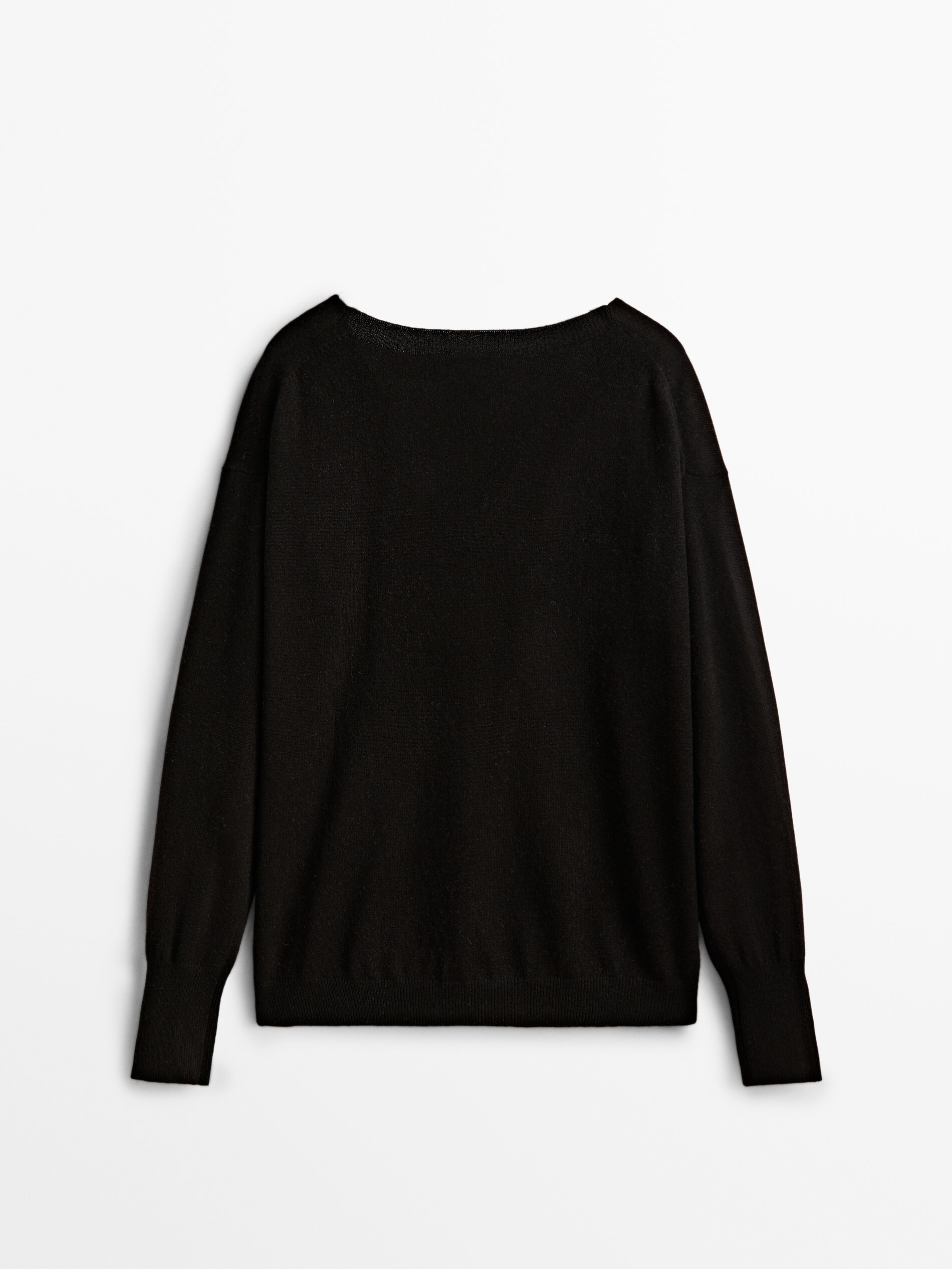 Jersey 100% cashmere cuello pico - NEGRO