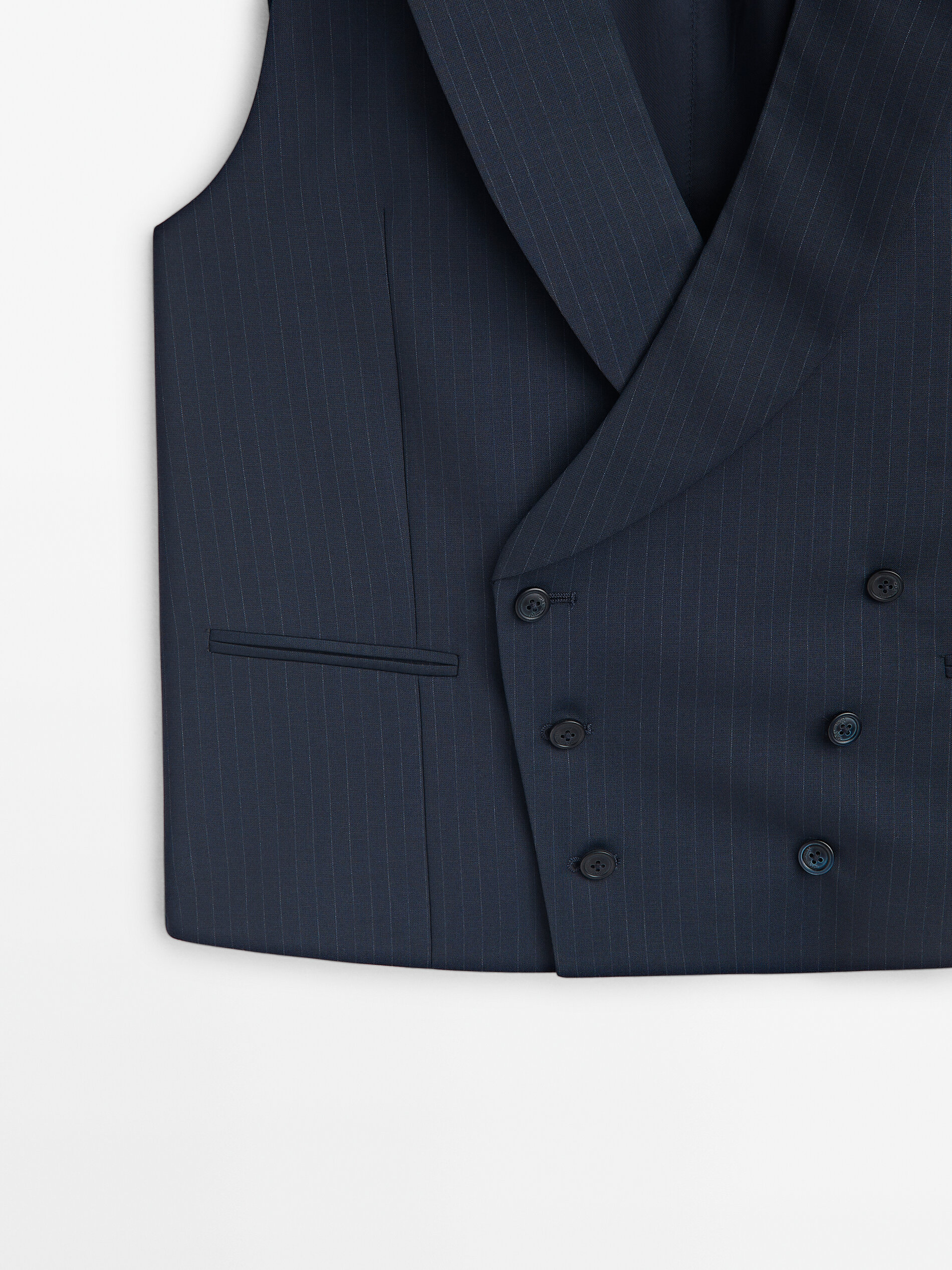 Chaleco traje lana super 120's raya diplomática - AZUL MARINO