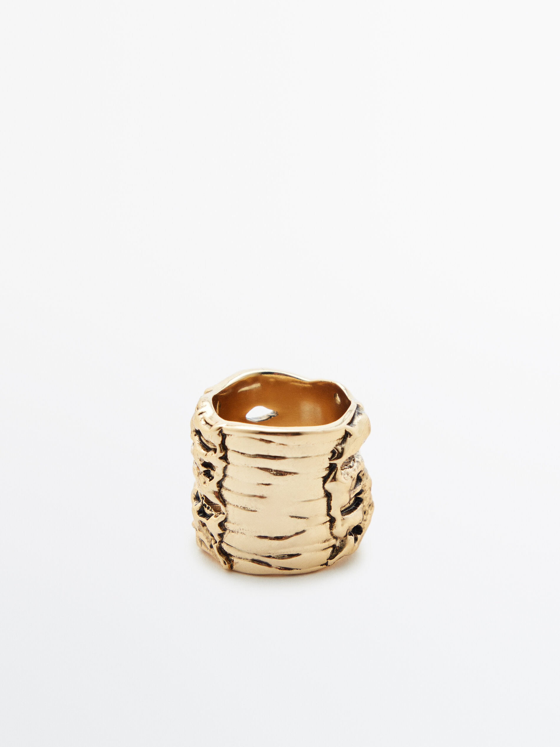 Anillo textura baño oro - ORO