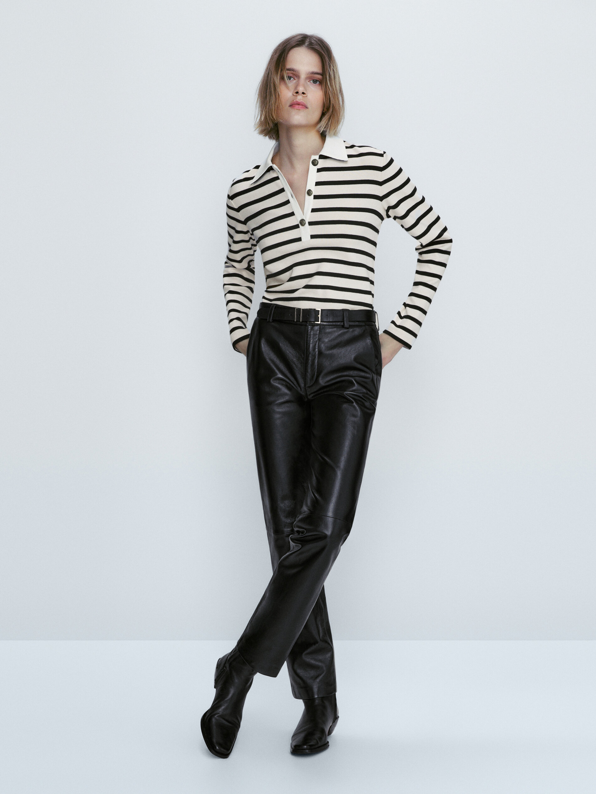 Polo rayas algodón - CRUDO