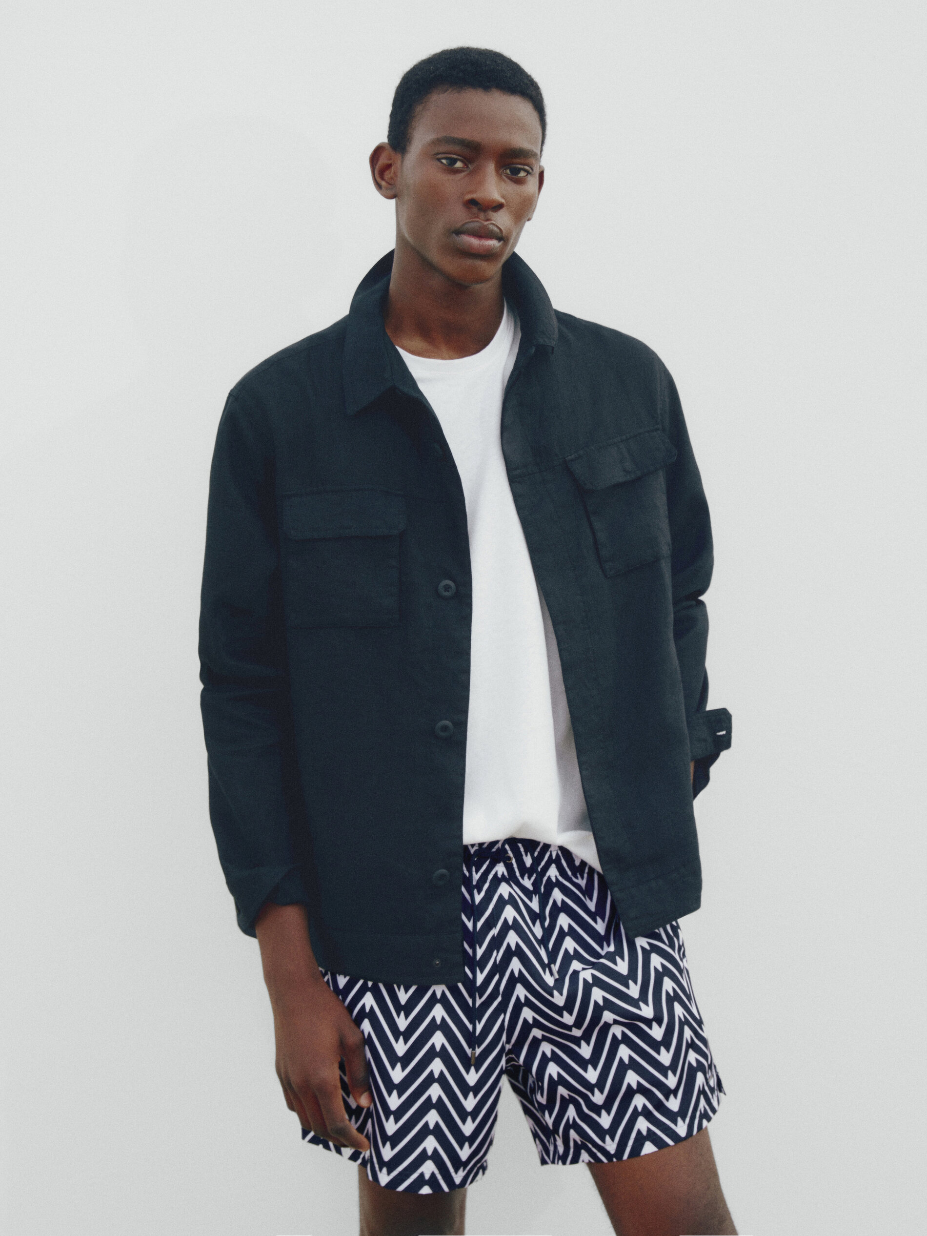 Bañador azul marino estampado zig zag - AZUL MARINO