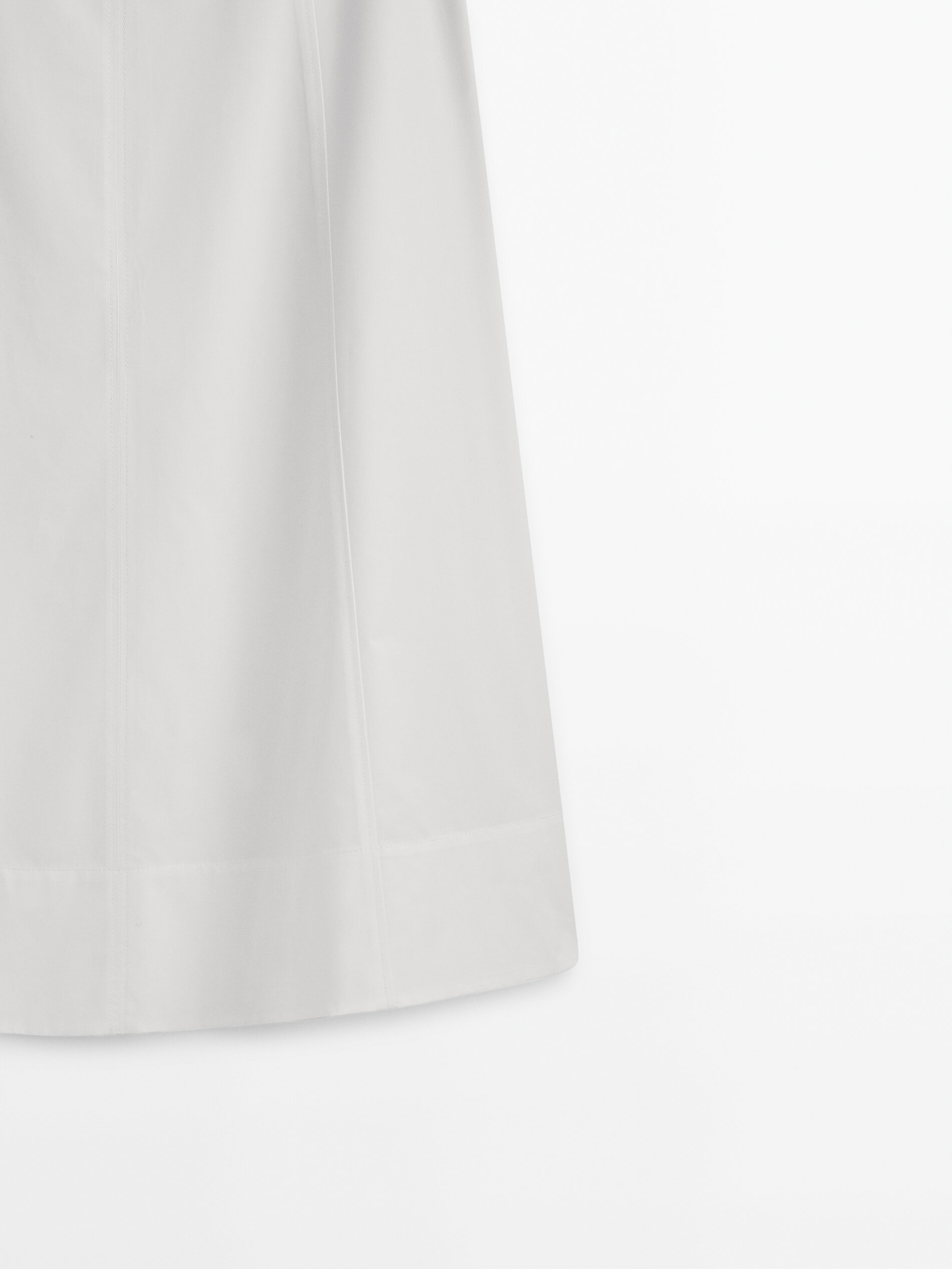 Falda midi popelín - BLANCO