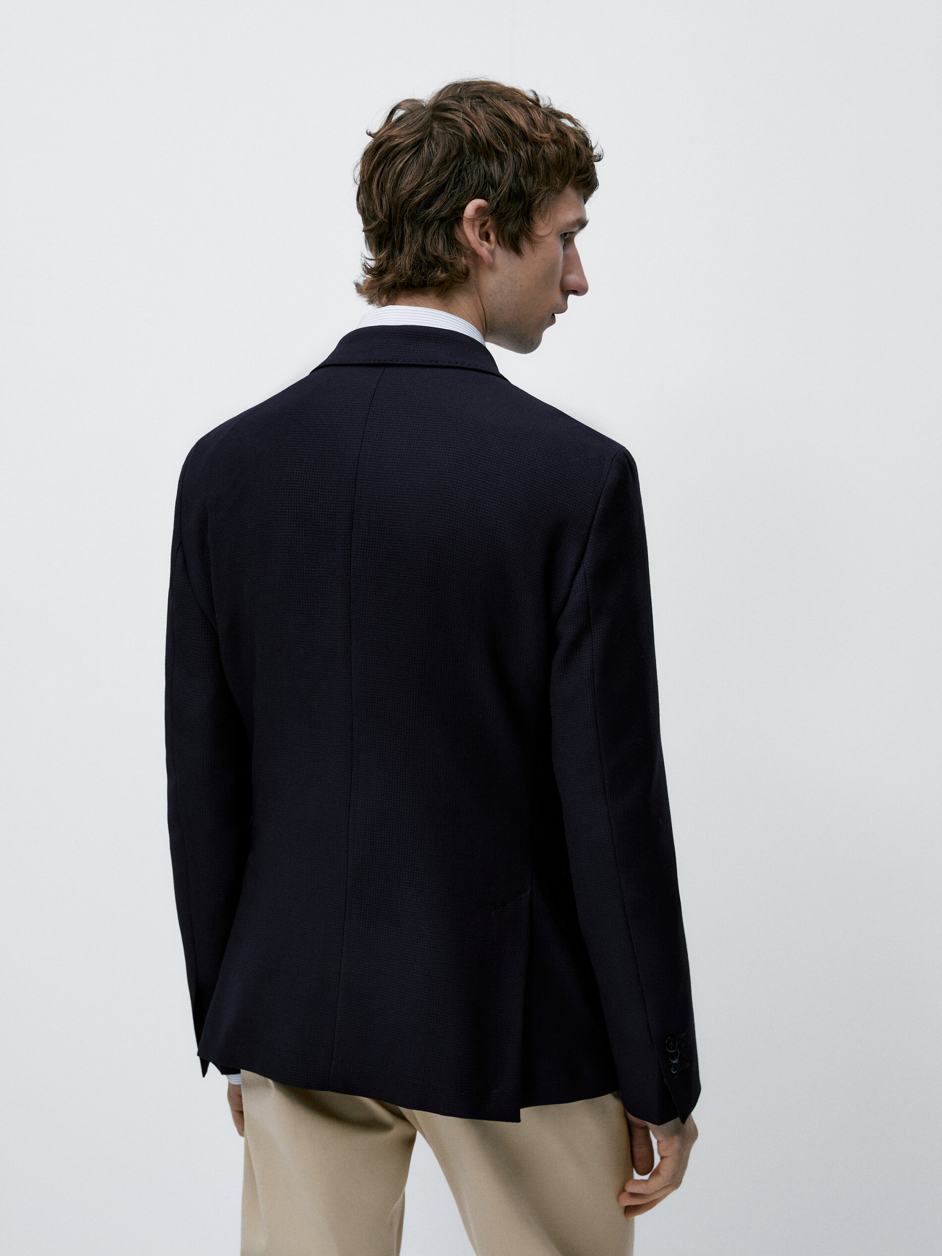 Americana estructura lana azul marino - AZUL MARINO