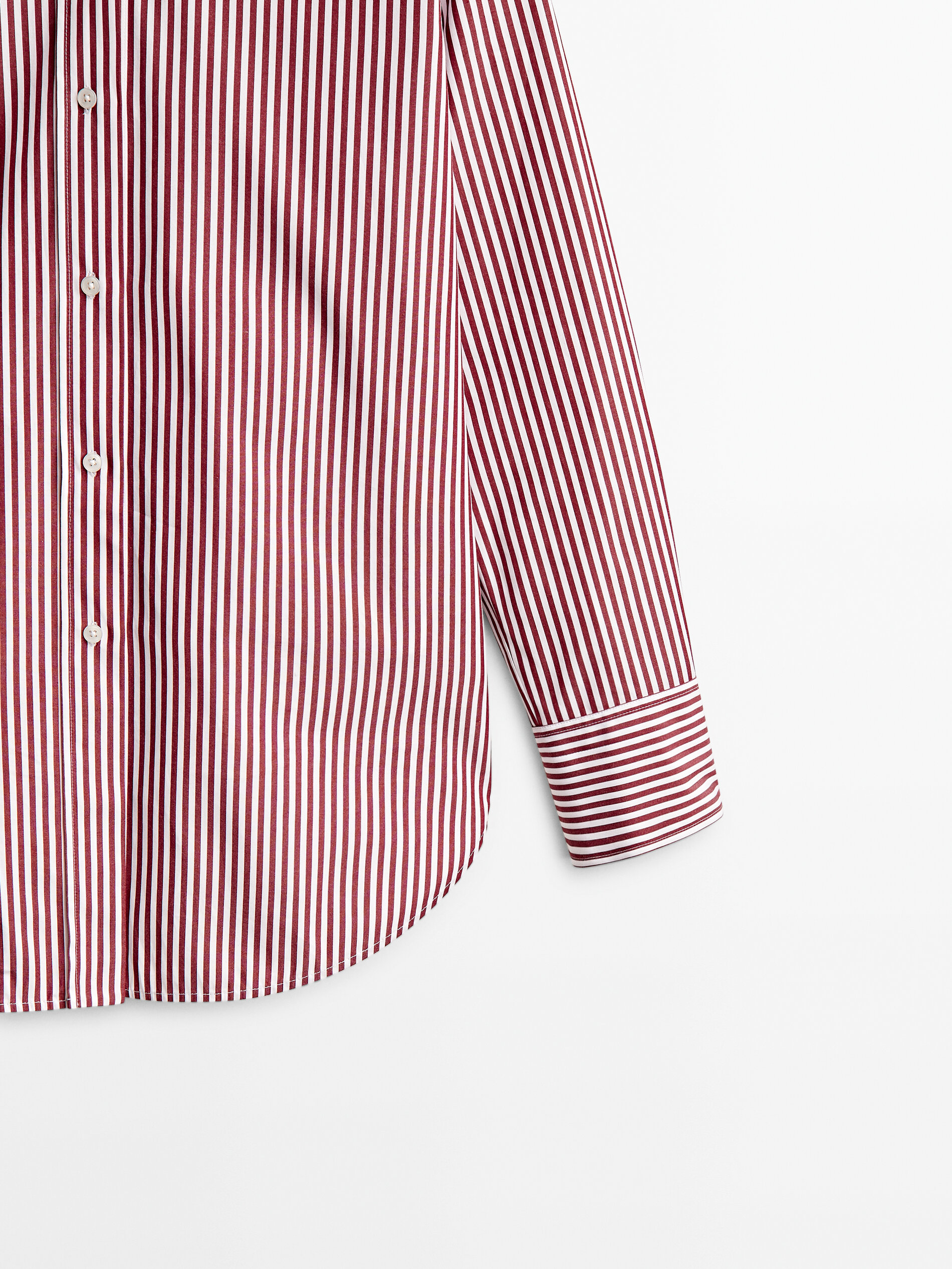 Camisa popelín algodón rayas - GRANATE