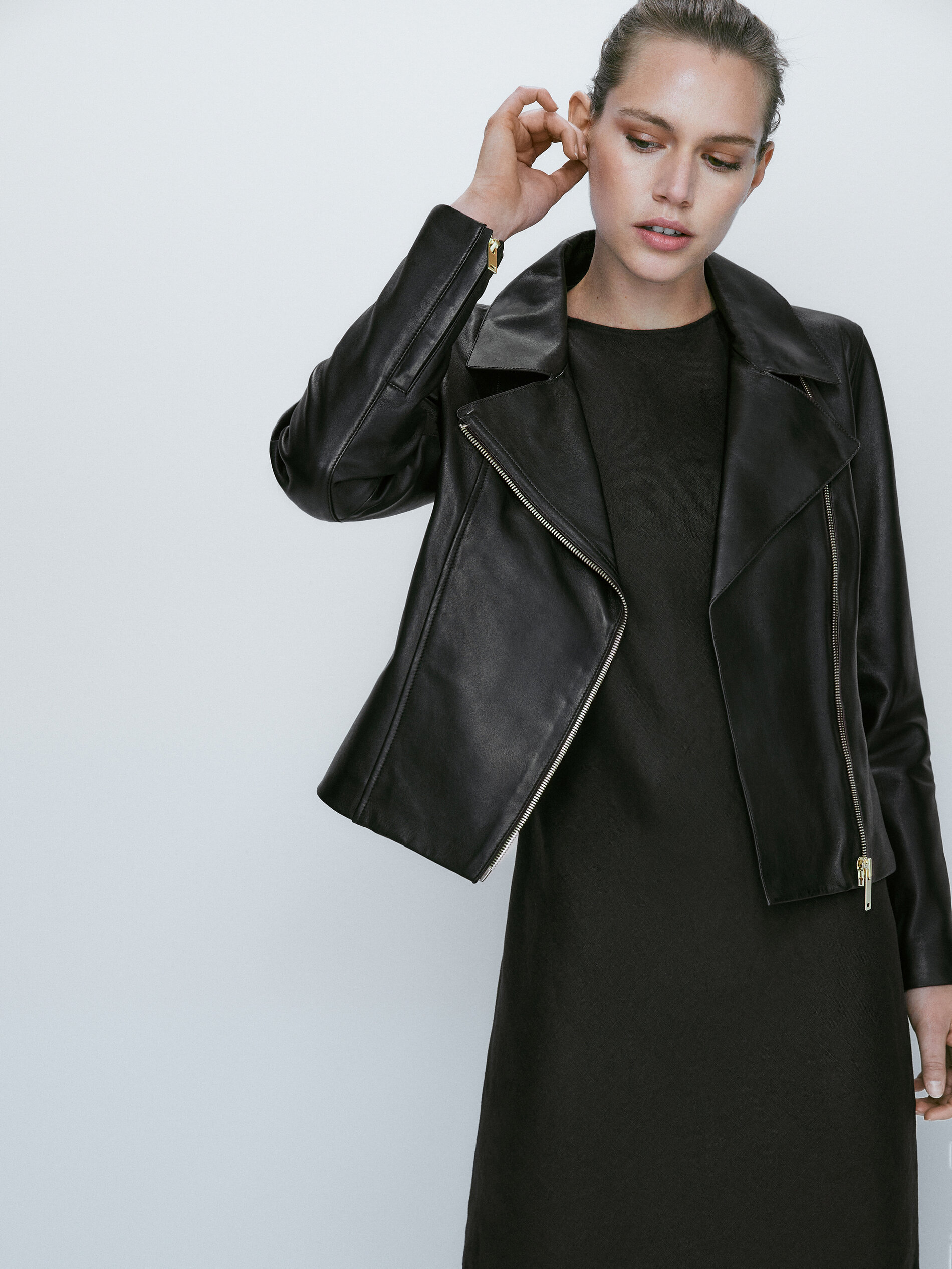 Chaqueta biker piel napa - NEGRO