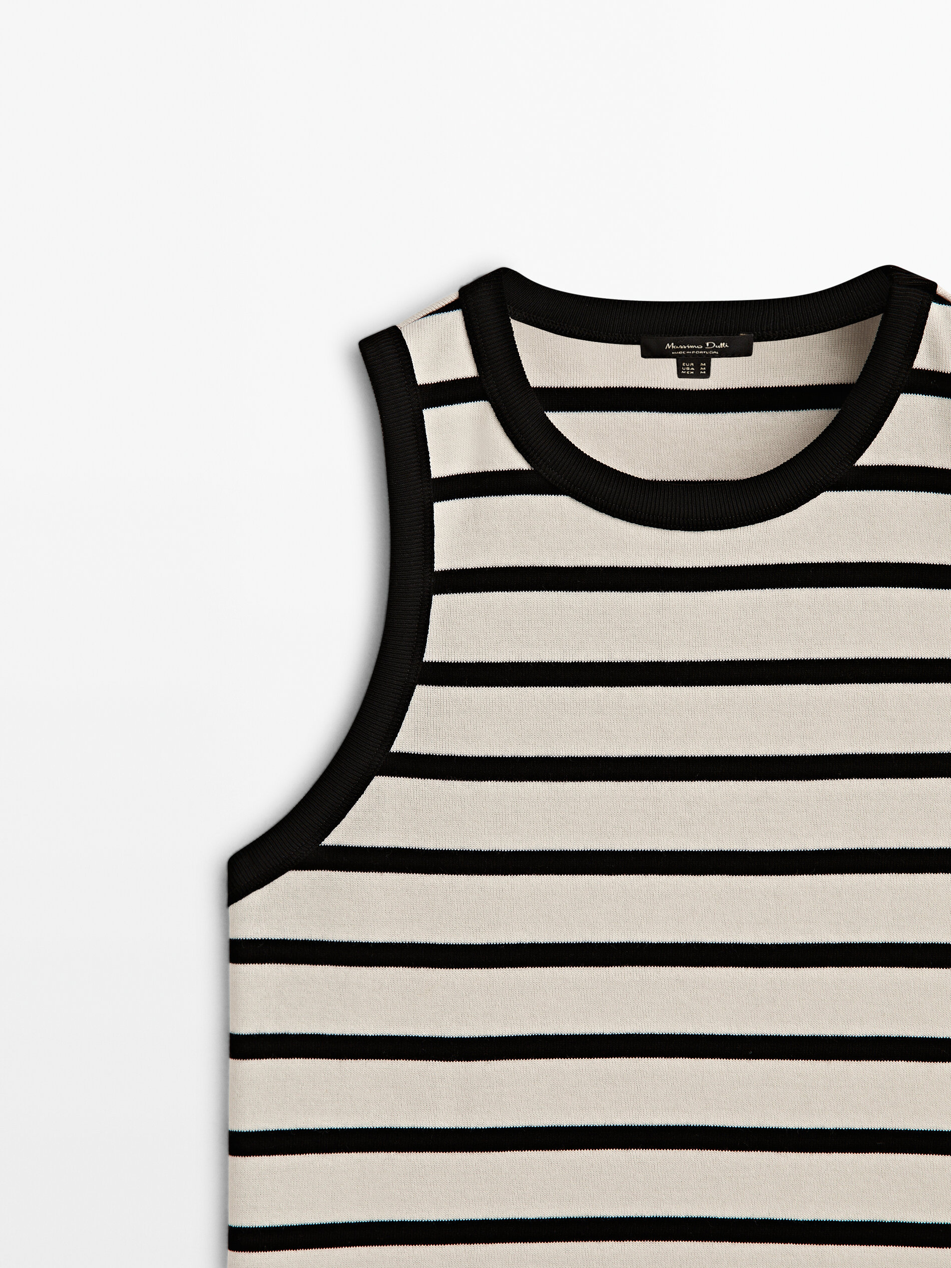 Camiseta rayas contraste sin mangas - CRUDO