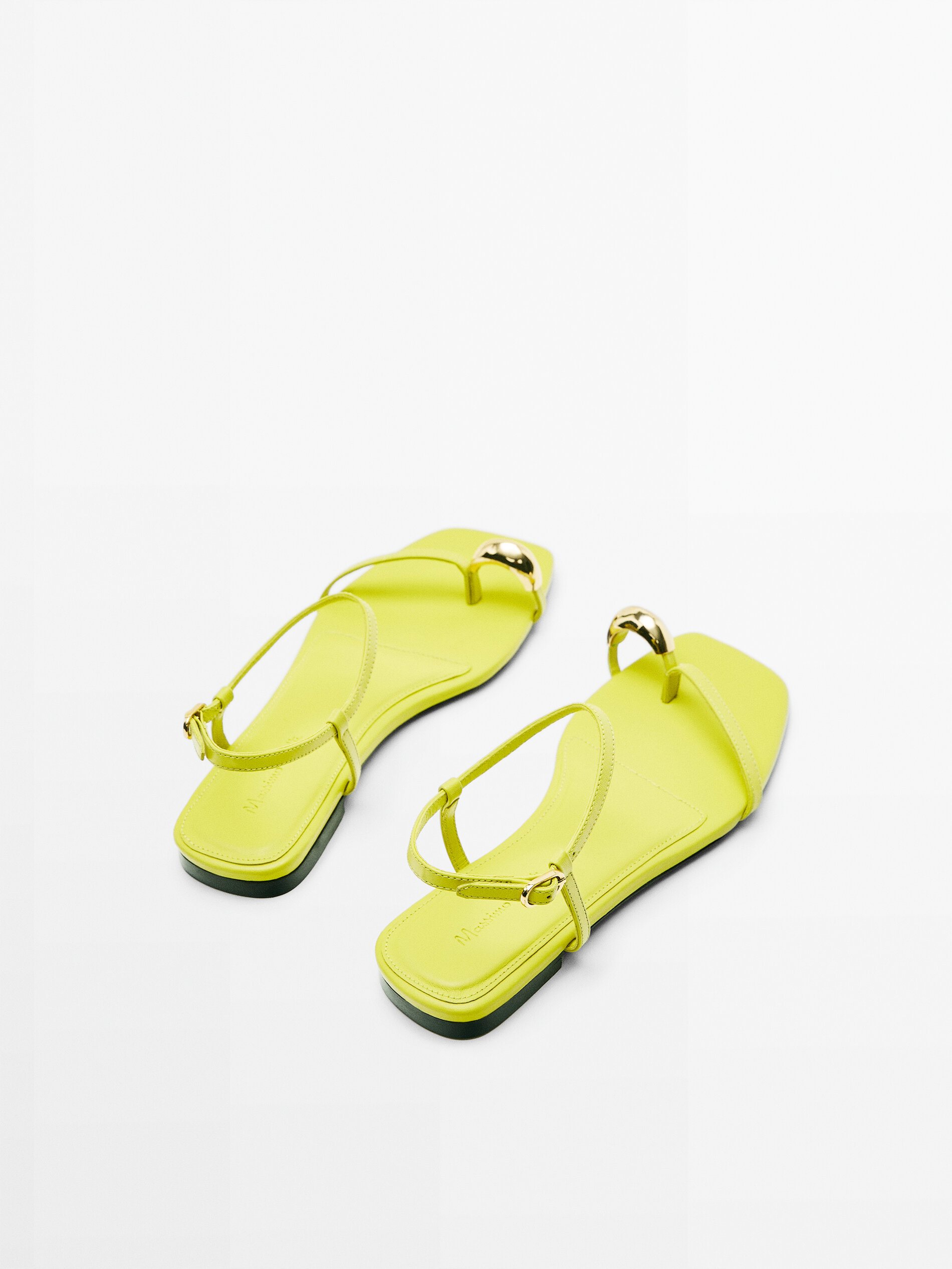 Sandalia plana piel pieza metalizada - LIMA