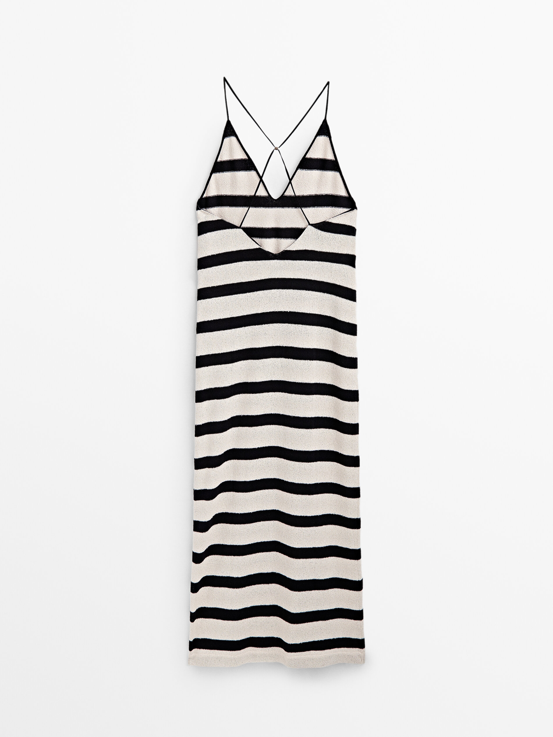 Vestido rayas mezcla algodón tirantes - CRUDO