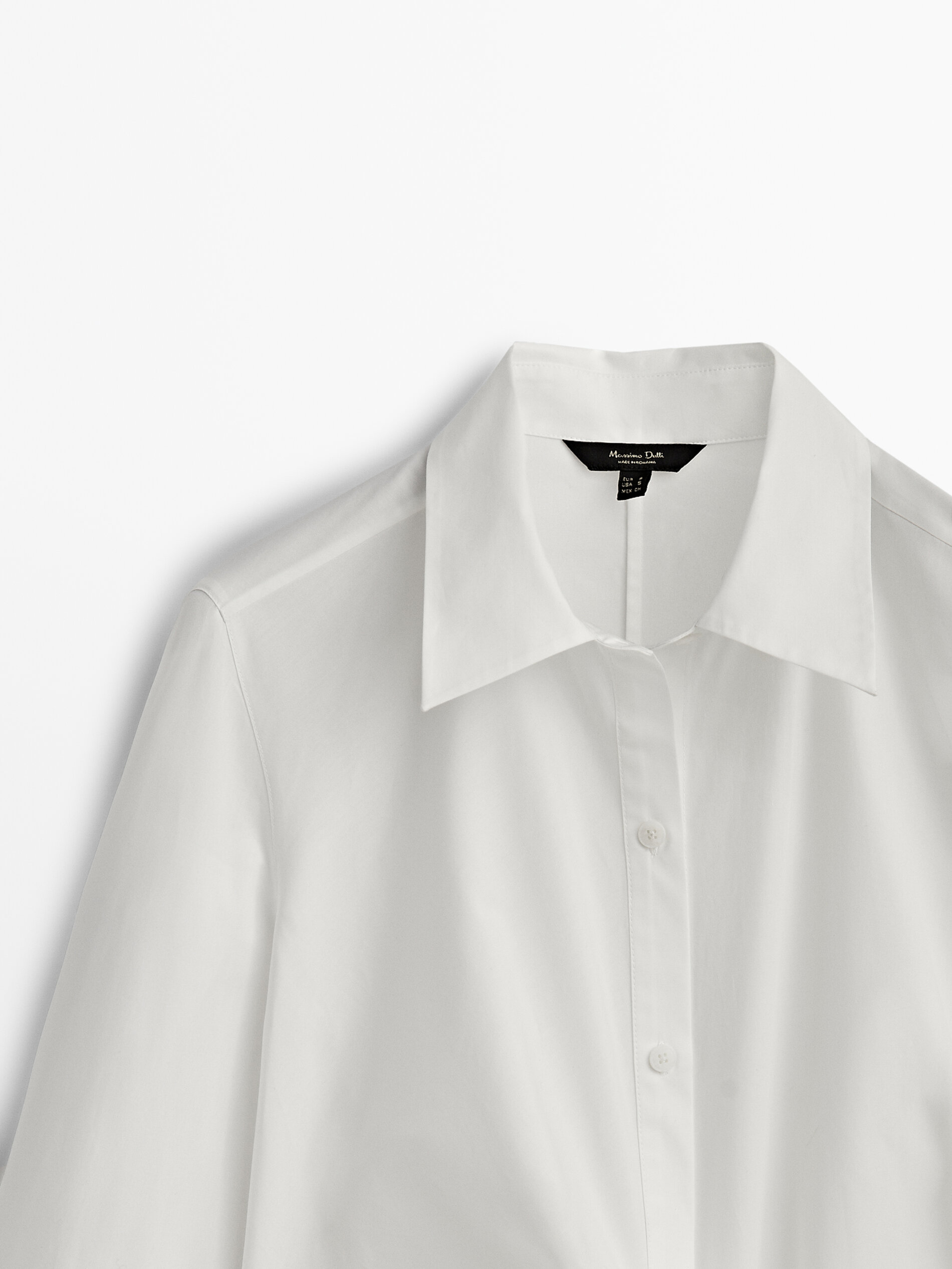 Vestido camisero popelín detalle nudo - BLANCO