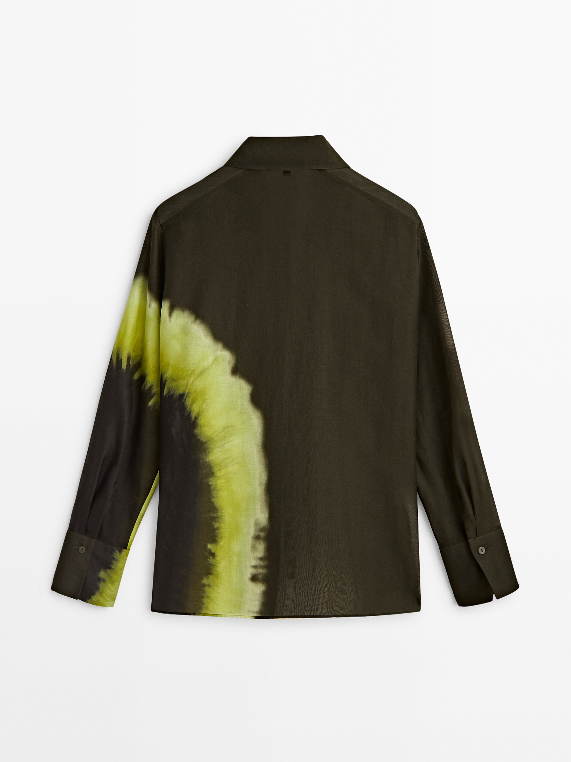 Camisa estampada mezcla algodón seda - VERDE