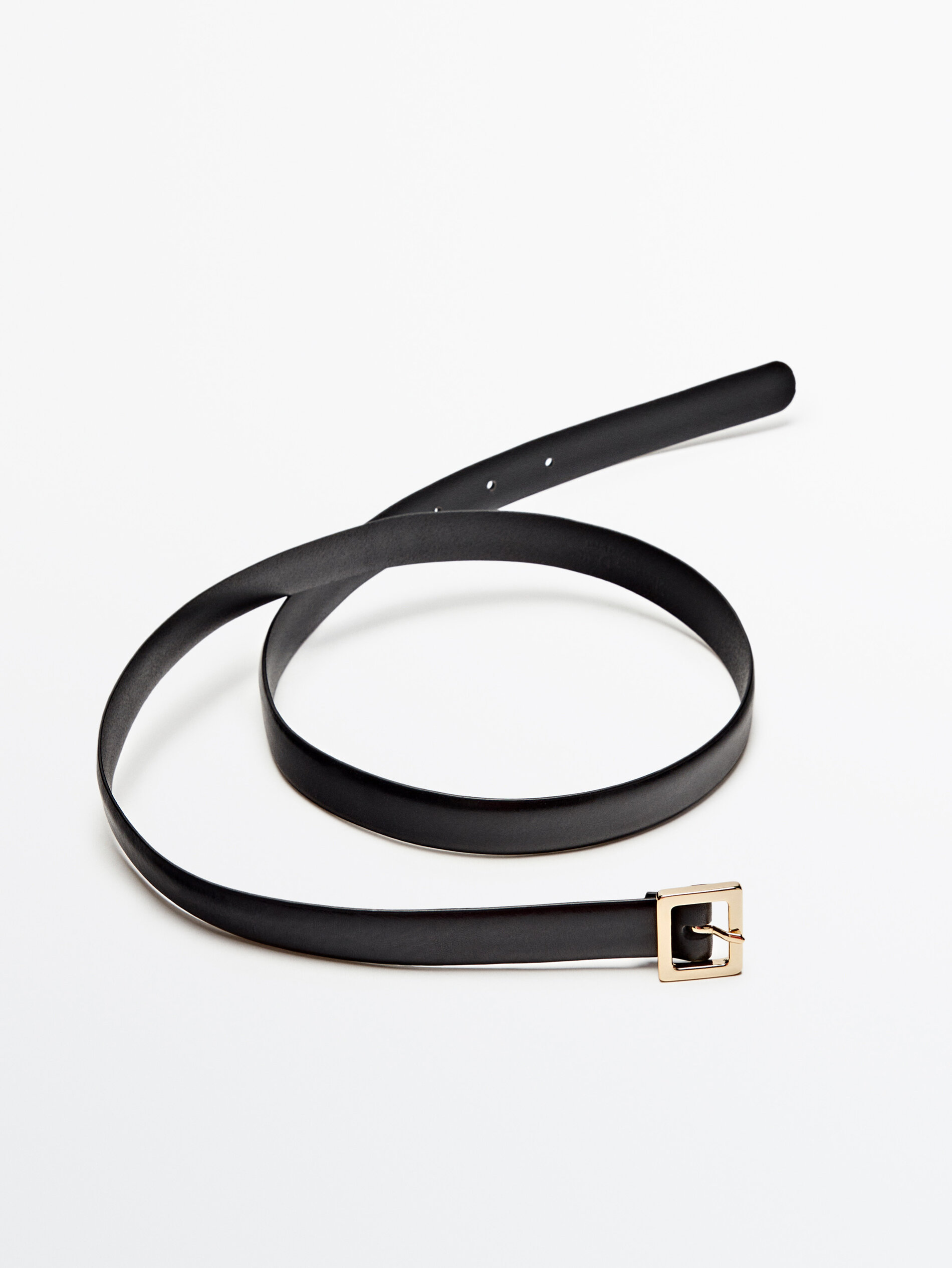 Cinturón piel hebilla vertical - NEGRO