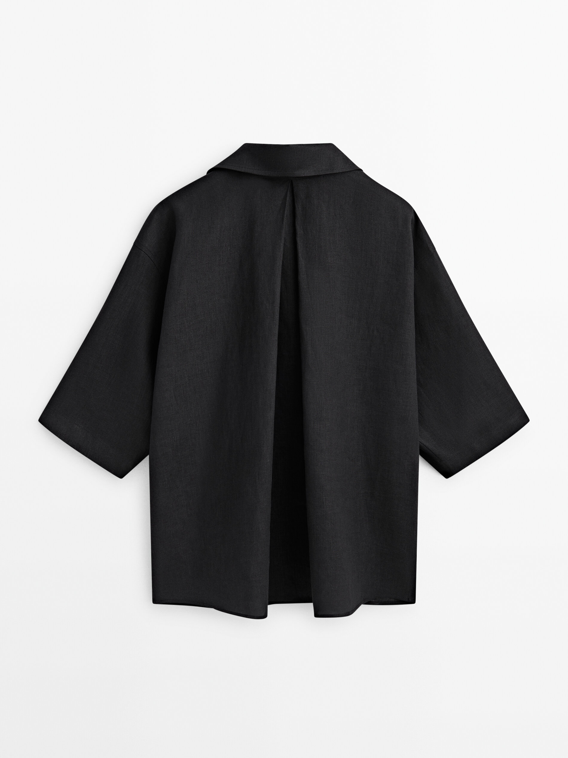 Sobrecamisa lino pliegue espalda - NEGRO