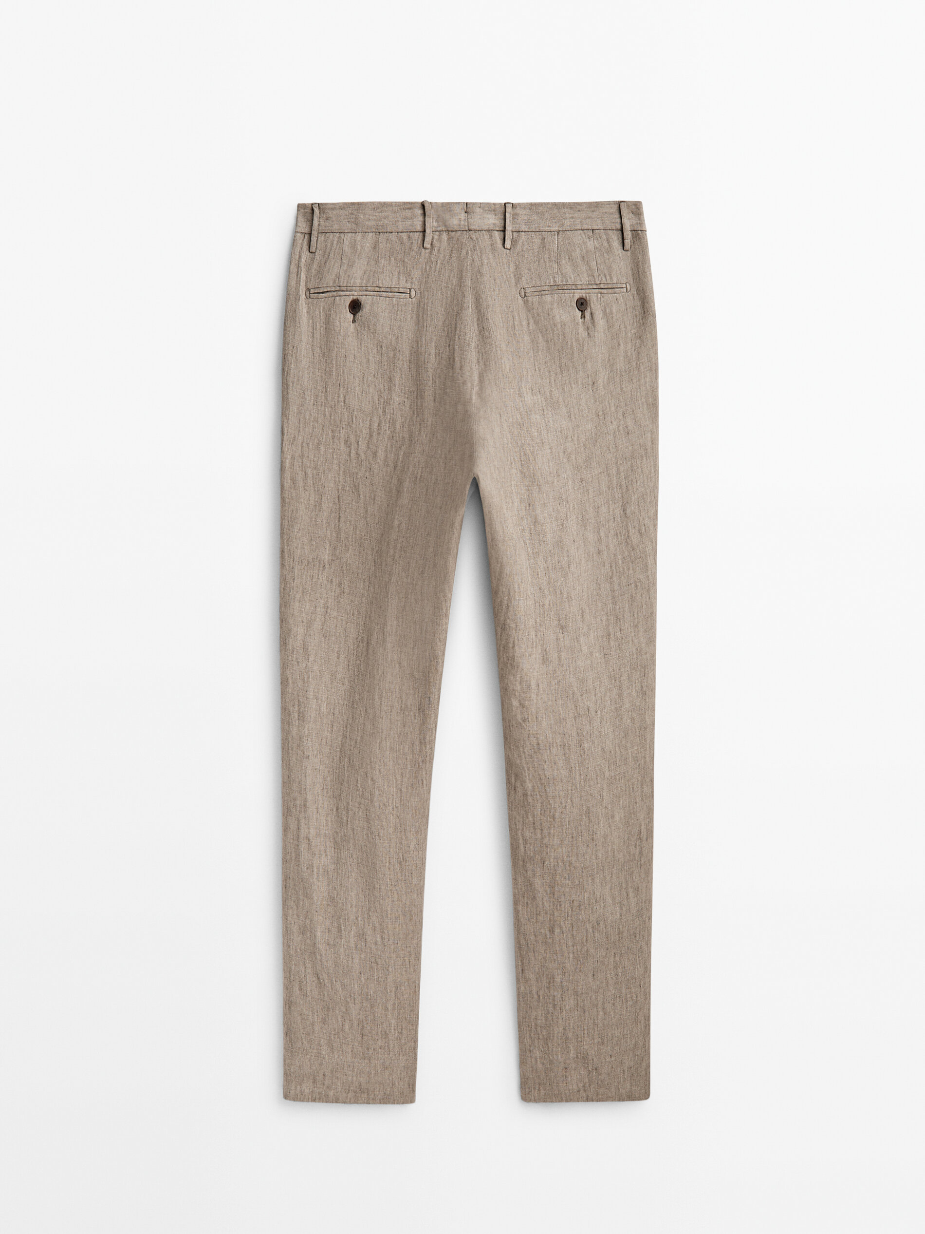 Pantalón traje lino delavé - BEIGE