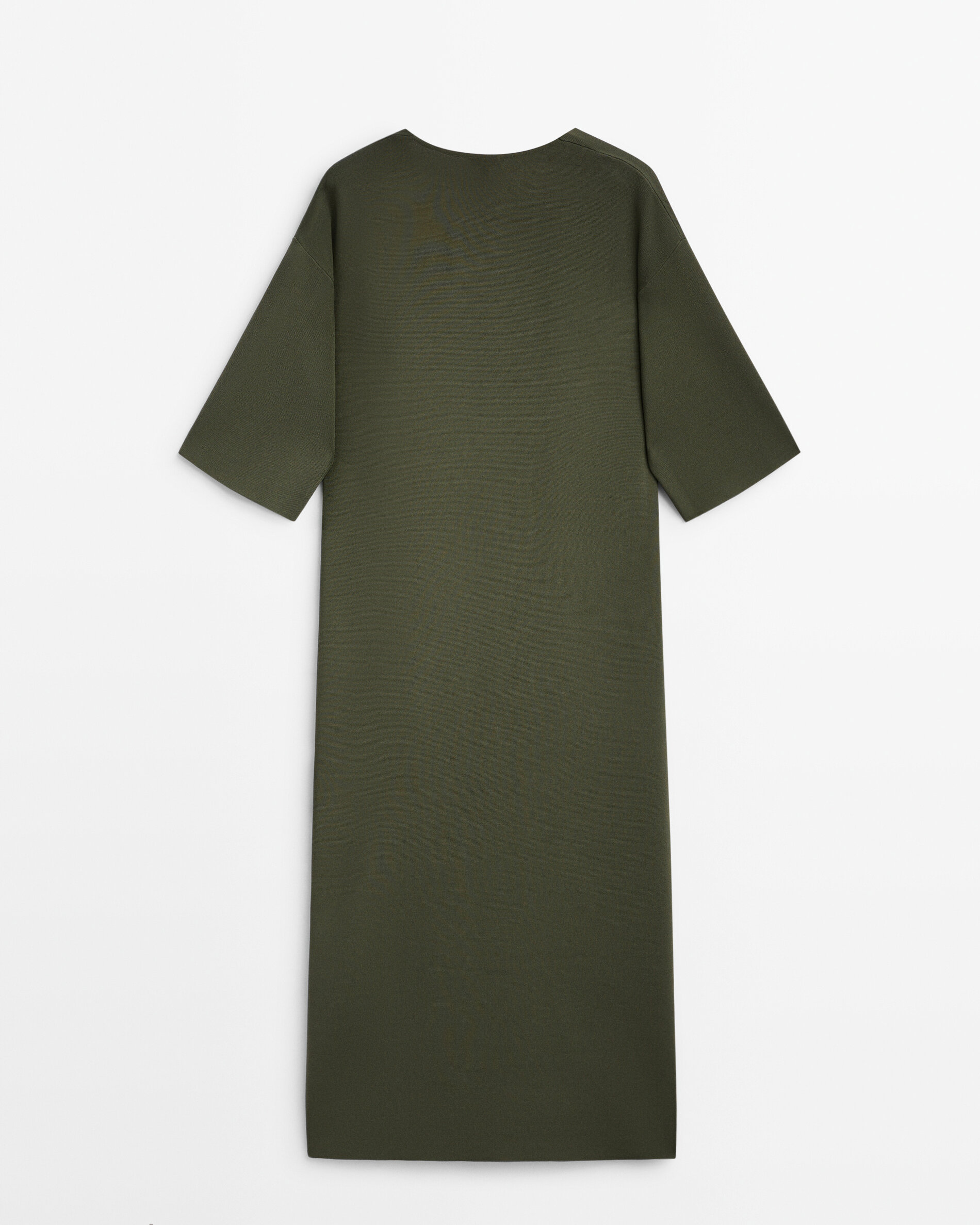 Vestido punto cuello pico - VERDE CLARO