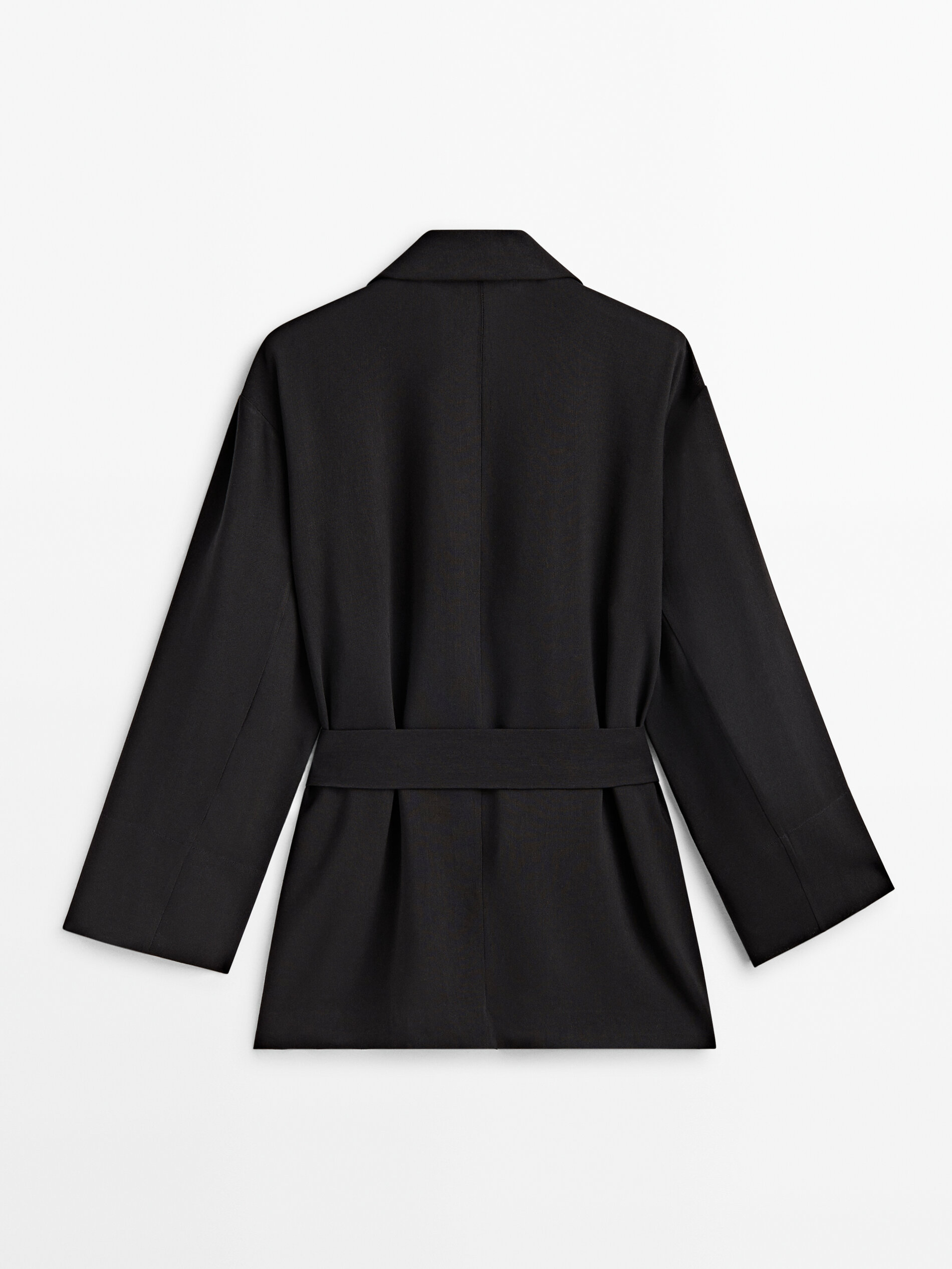 Americana fluida con lino lazada - NEGRO