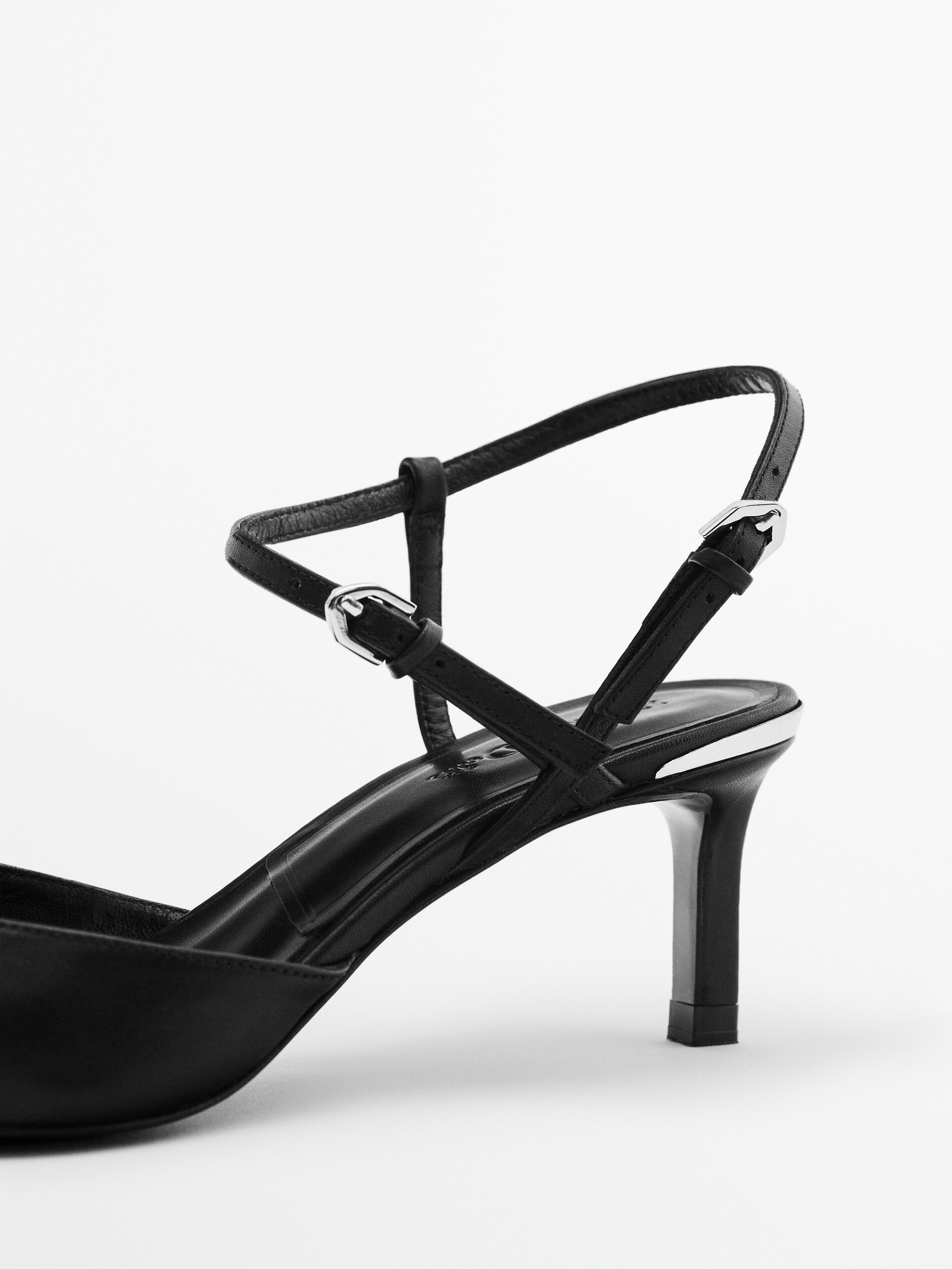 Zapato tacón piel destalonado - NEGRO