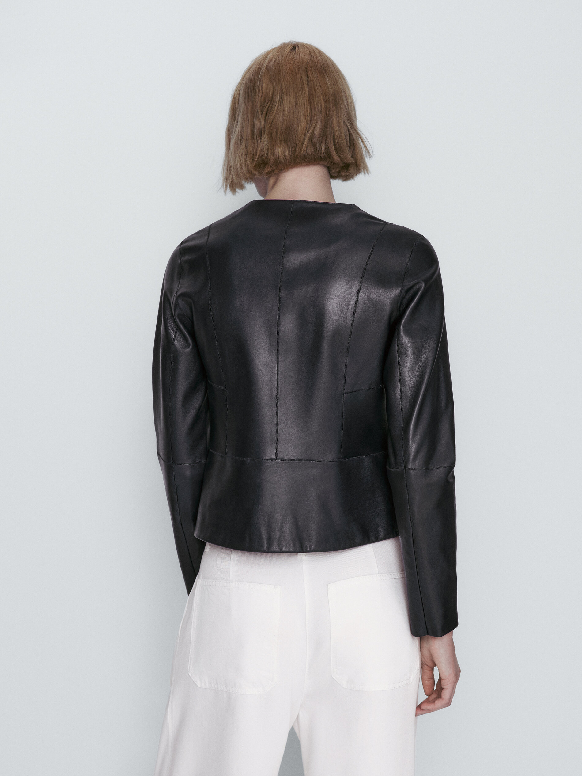 Cazadora piel napa azul marino - AZUL MARINO