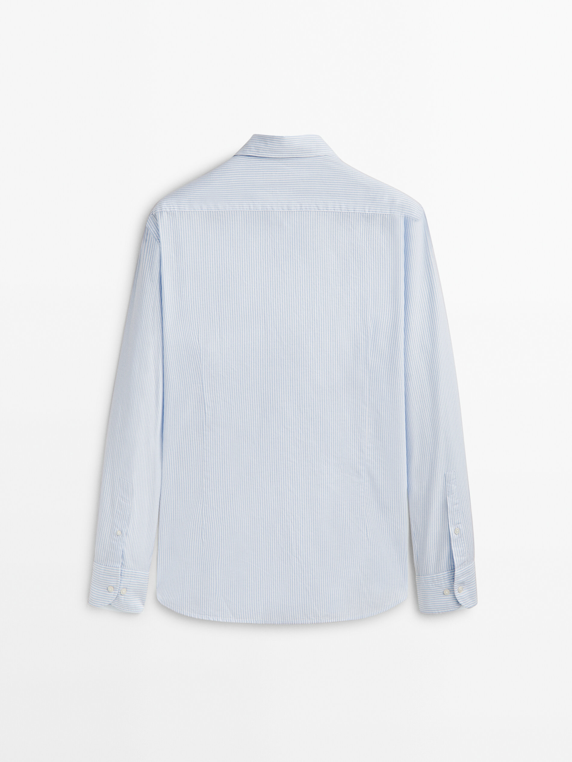 Camisa oxford rayas algodón slim fit - CELESTE