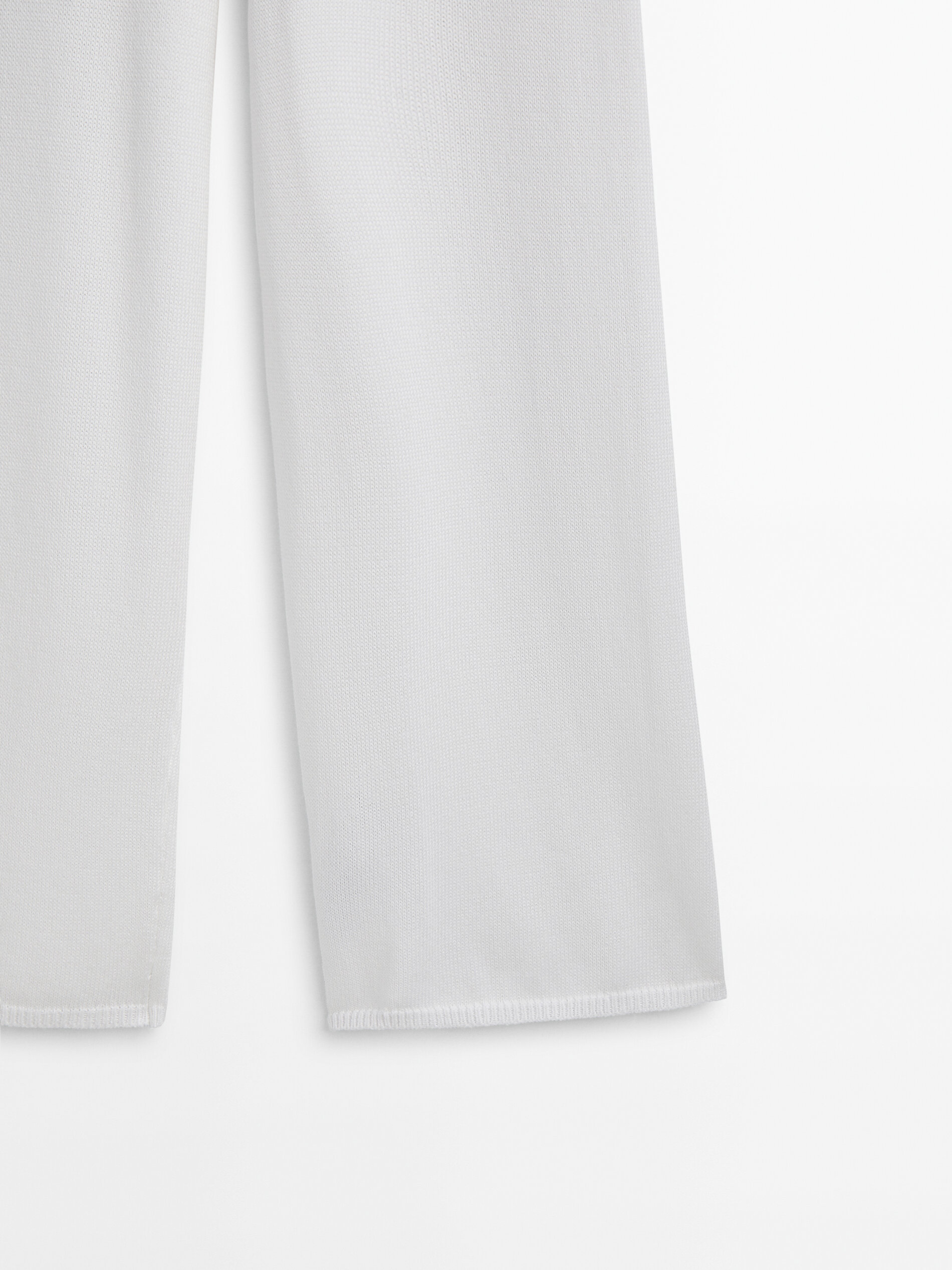 Pantalón punto bajo canalé conjunto - BLANCO