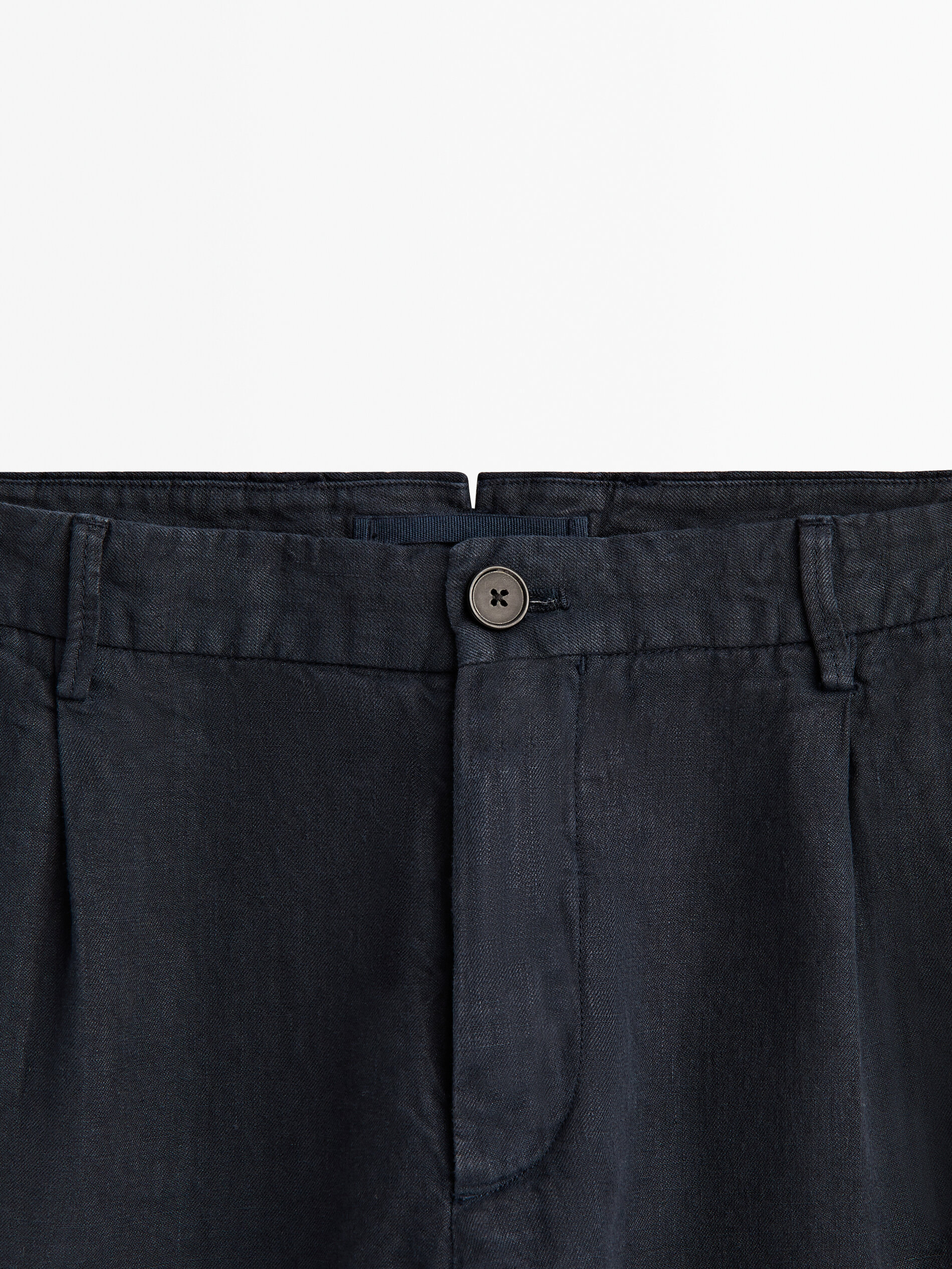 Pantalón lino tintada conjunto - AZUL MARINO