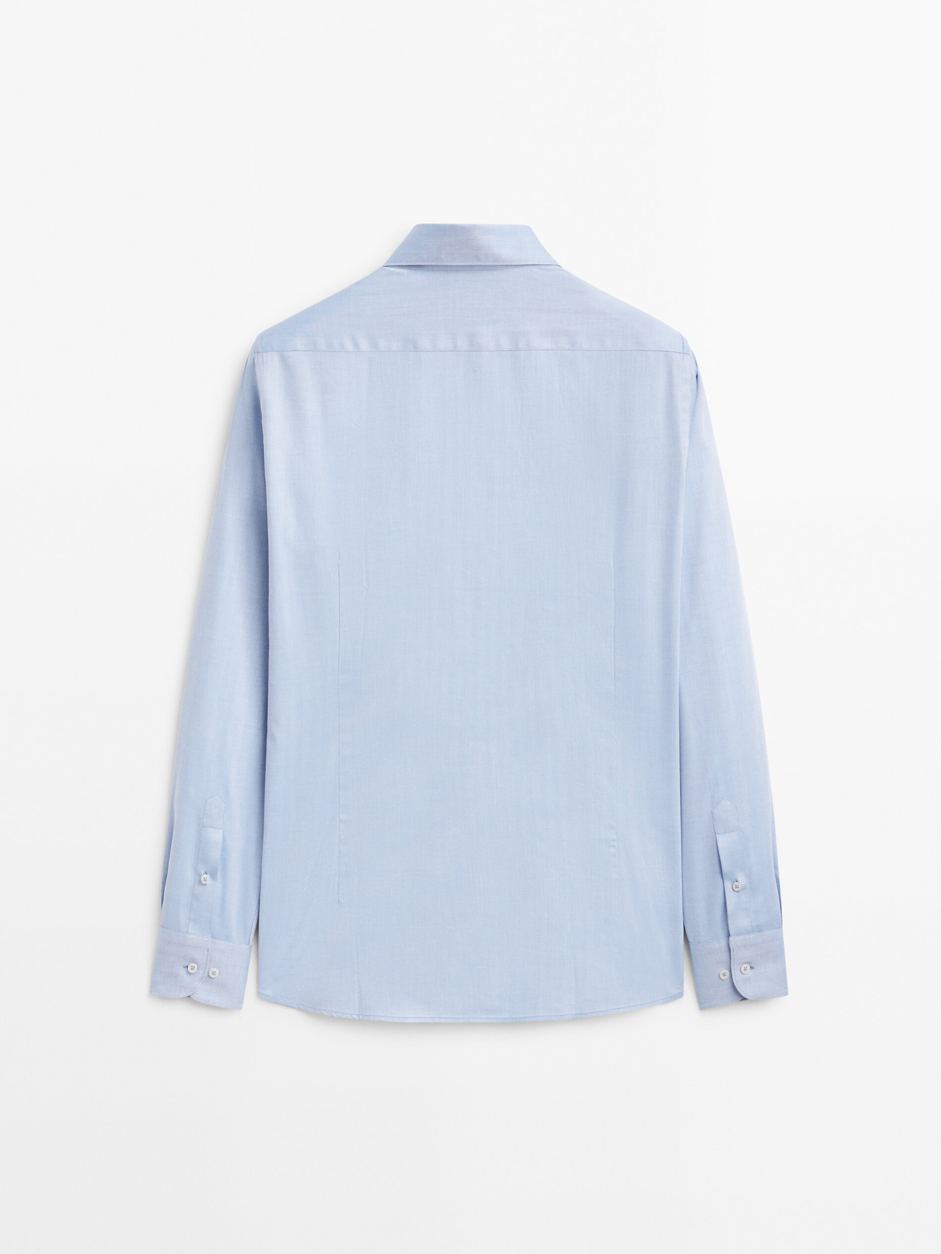 Camisa espiga algodón regular fit - CELESTE