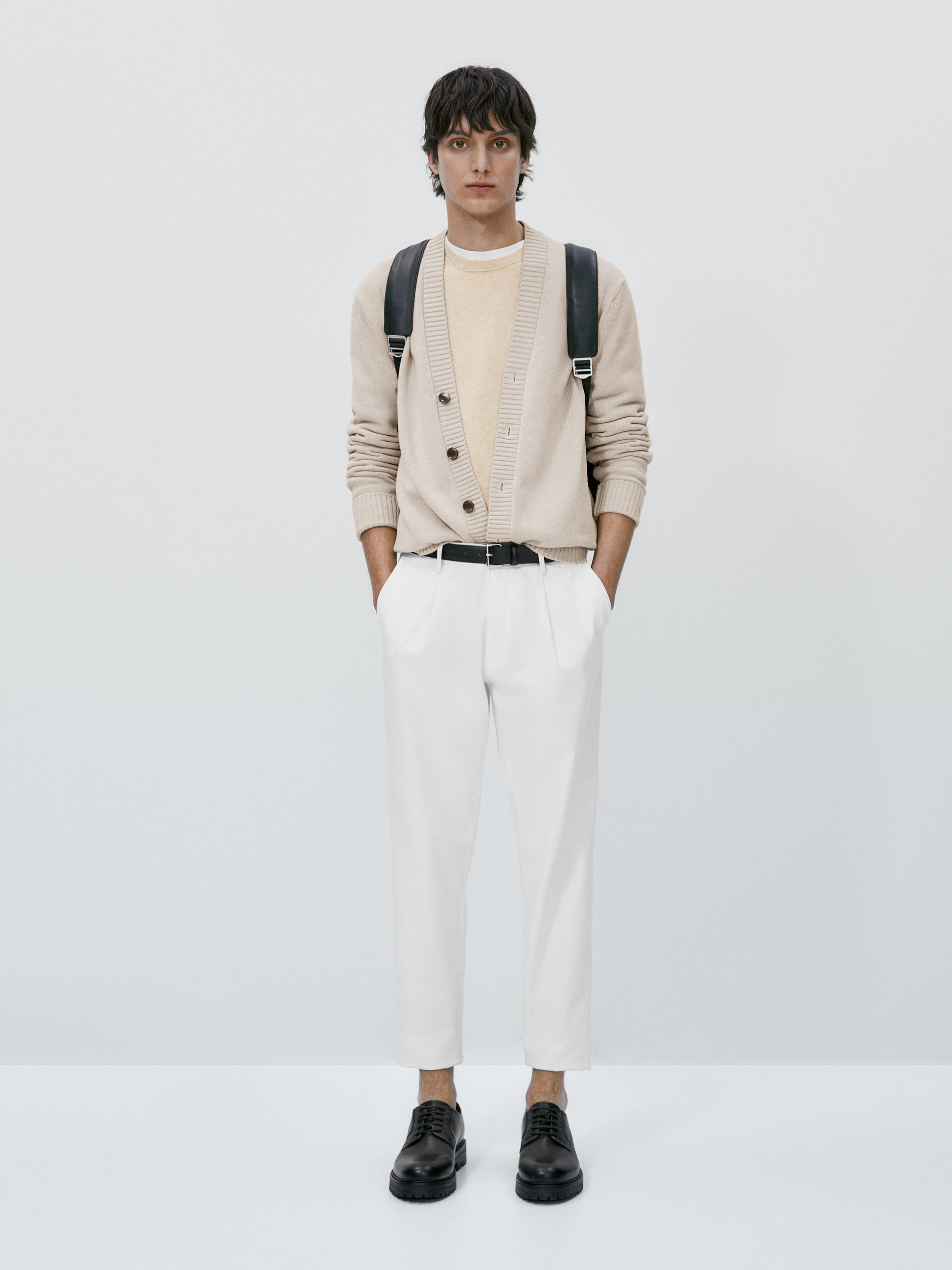 Cárdigan de punto mezcla algodón - Beige