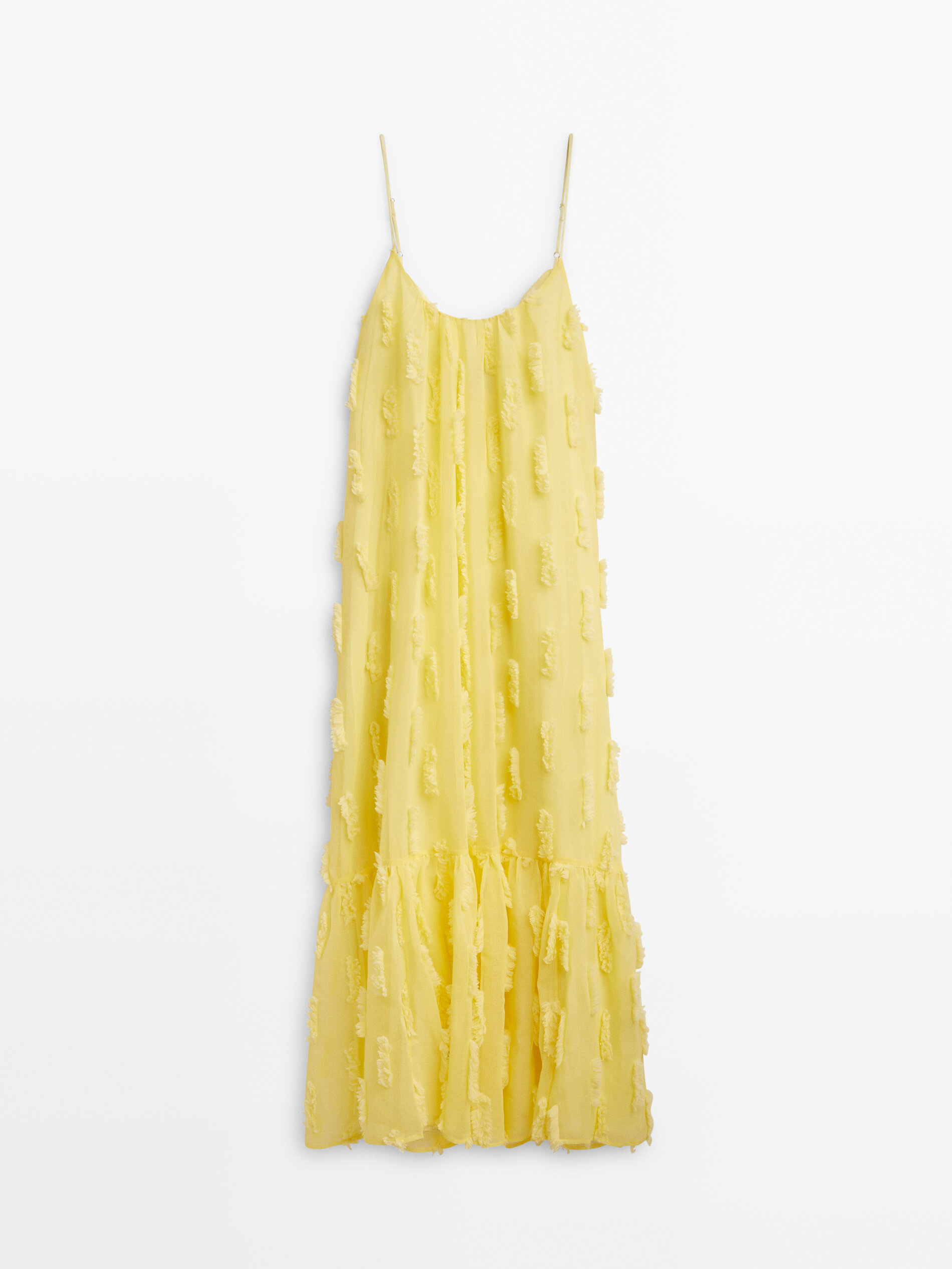 Vestido largo relieve -Studio - AMARILLO