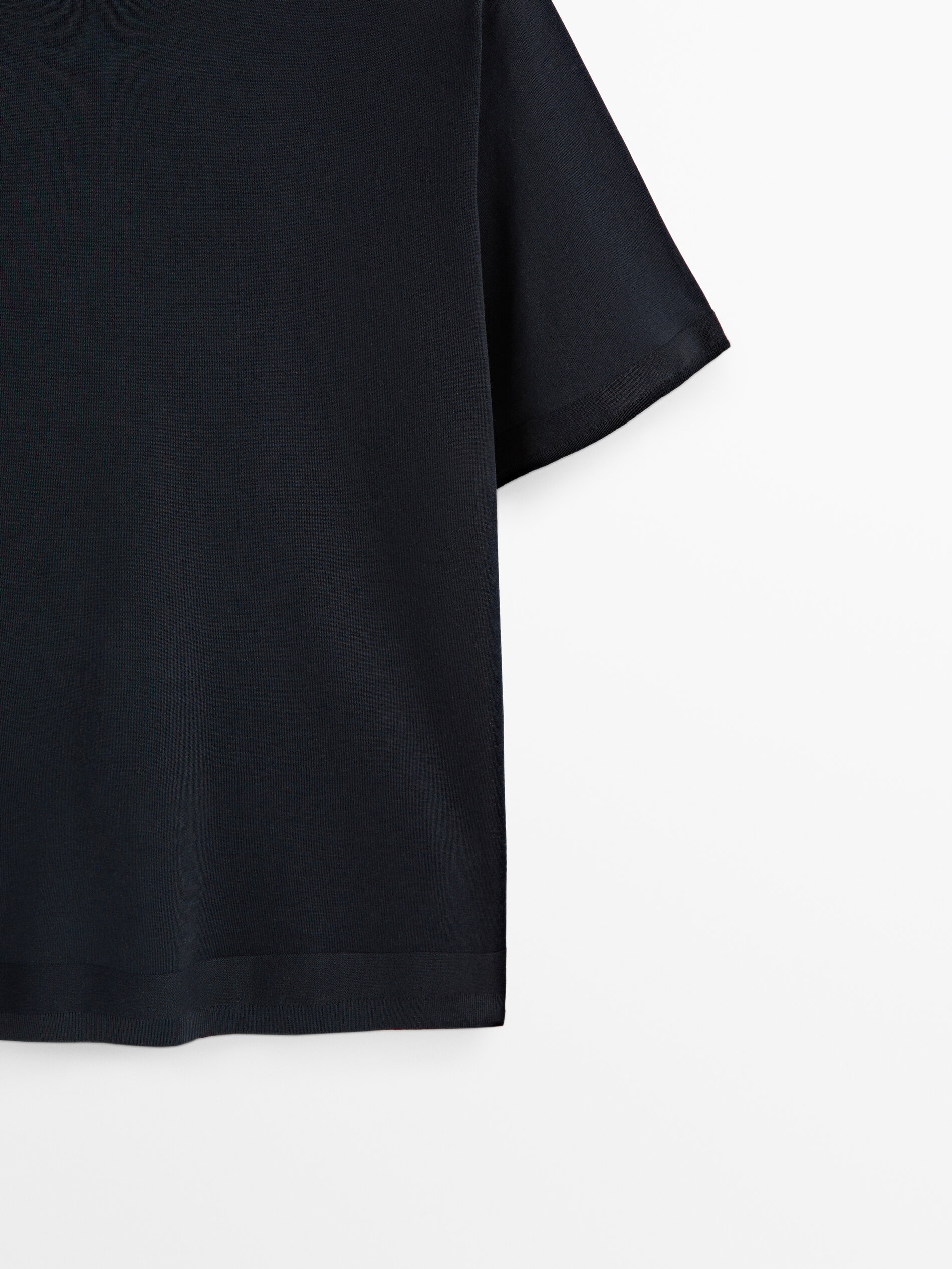 Jersey mezcla algodón seda manga corta -Studio - AZUL MARINO