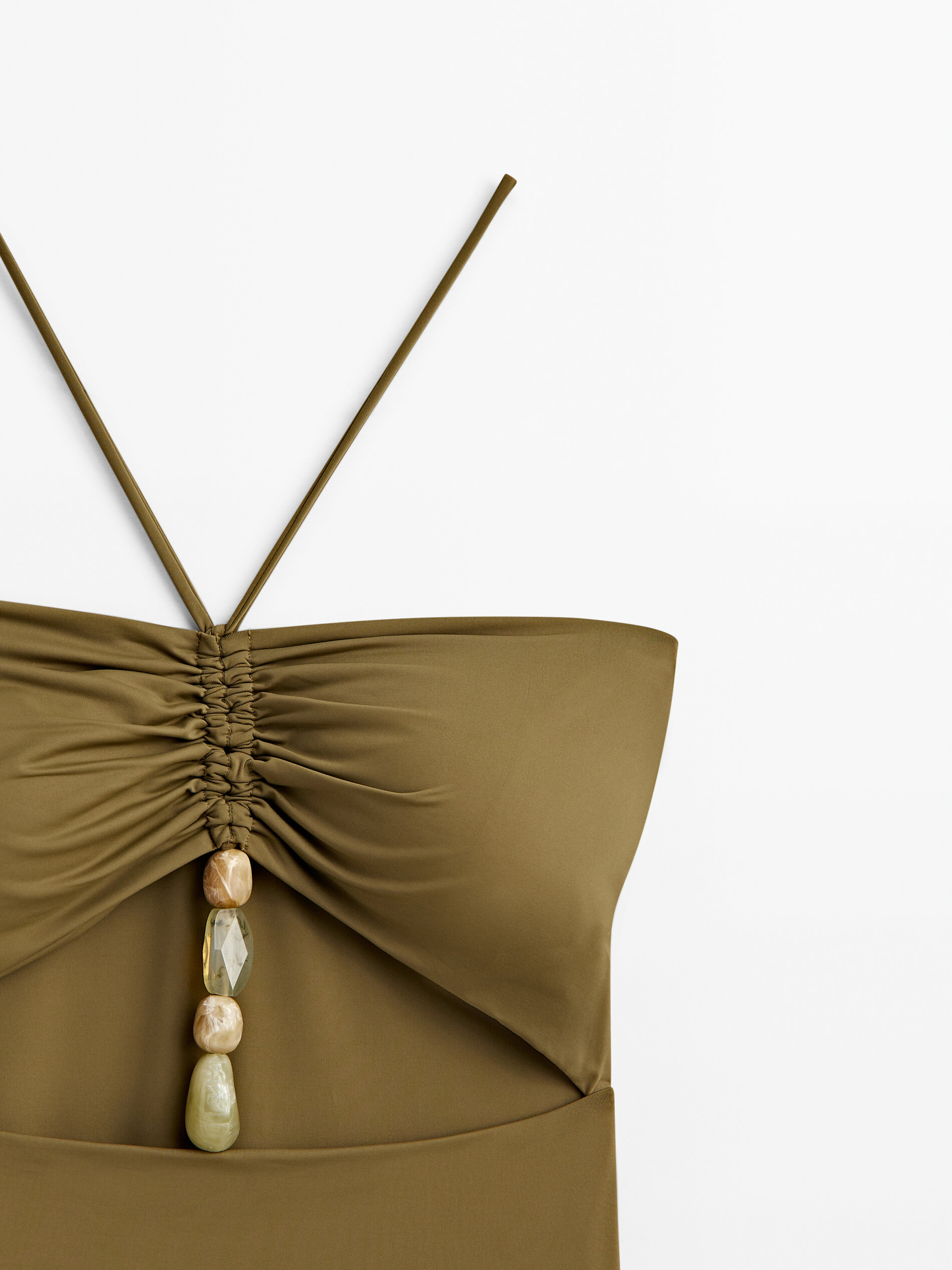 Bañador cut out detalle piedras - KAKI