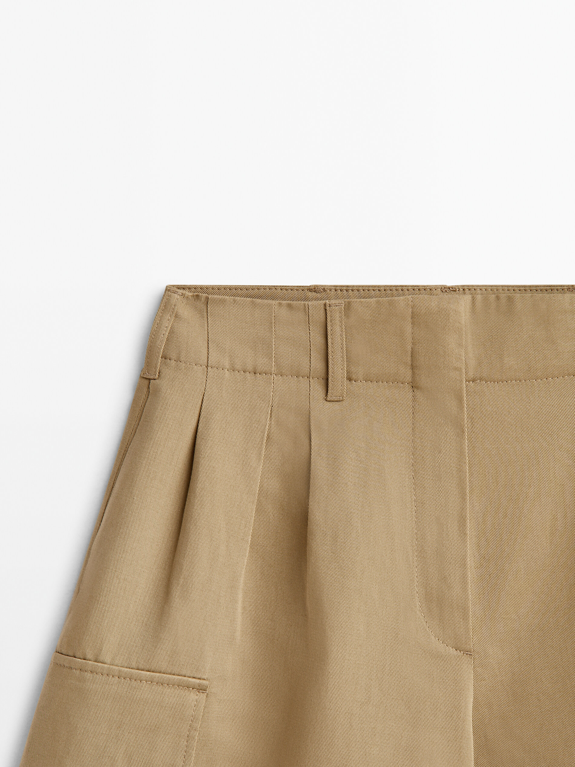 Bermuda cargo mezcla algodón lino - CAMEL