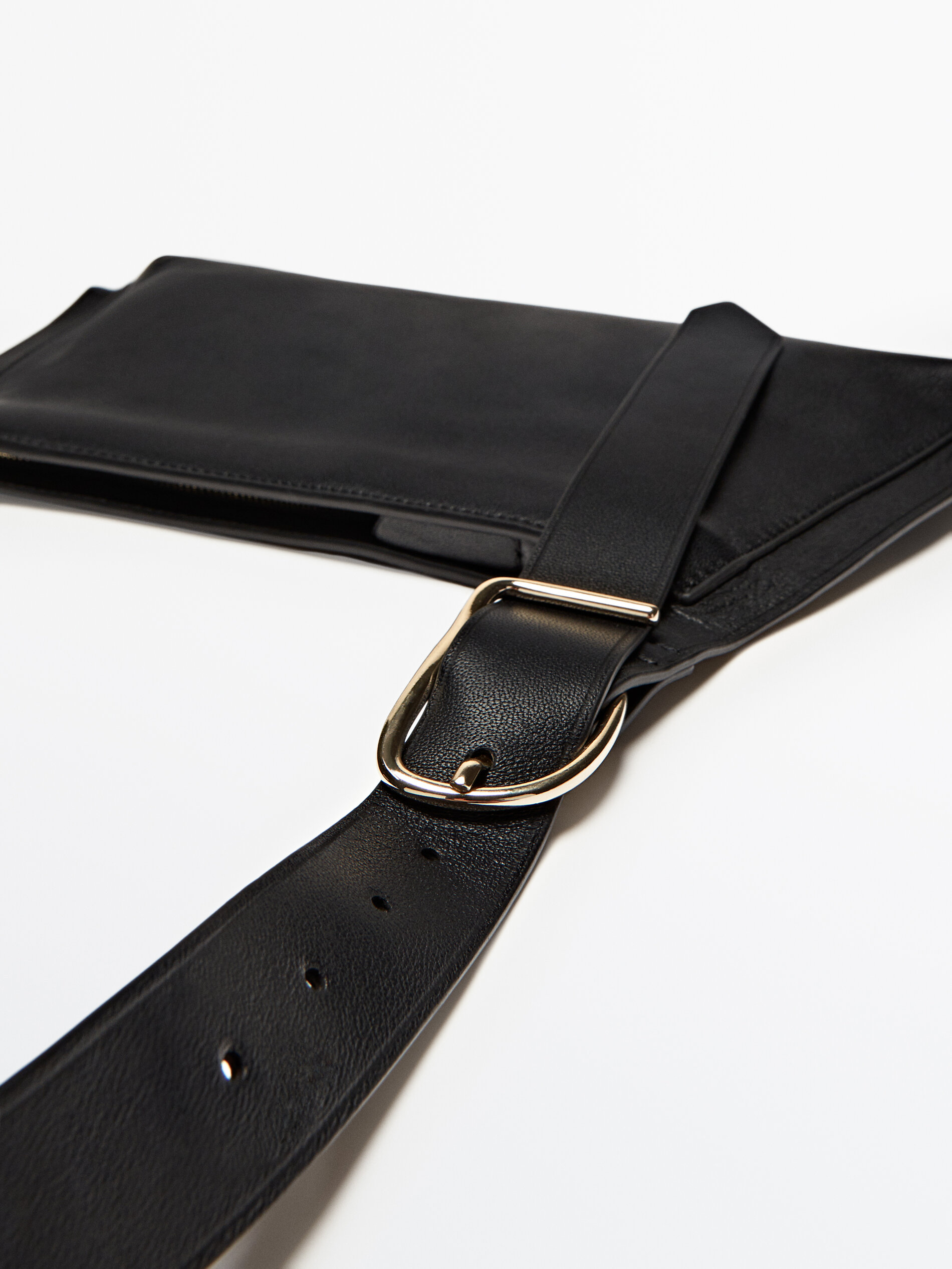 Bolso hombro piel detalle hebilla - NEGRO