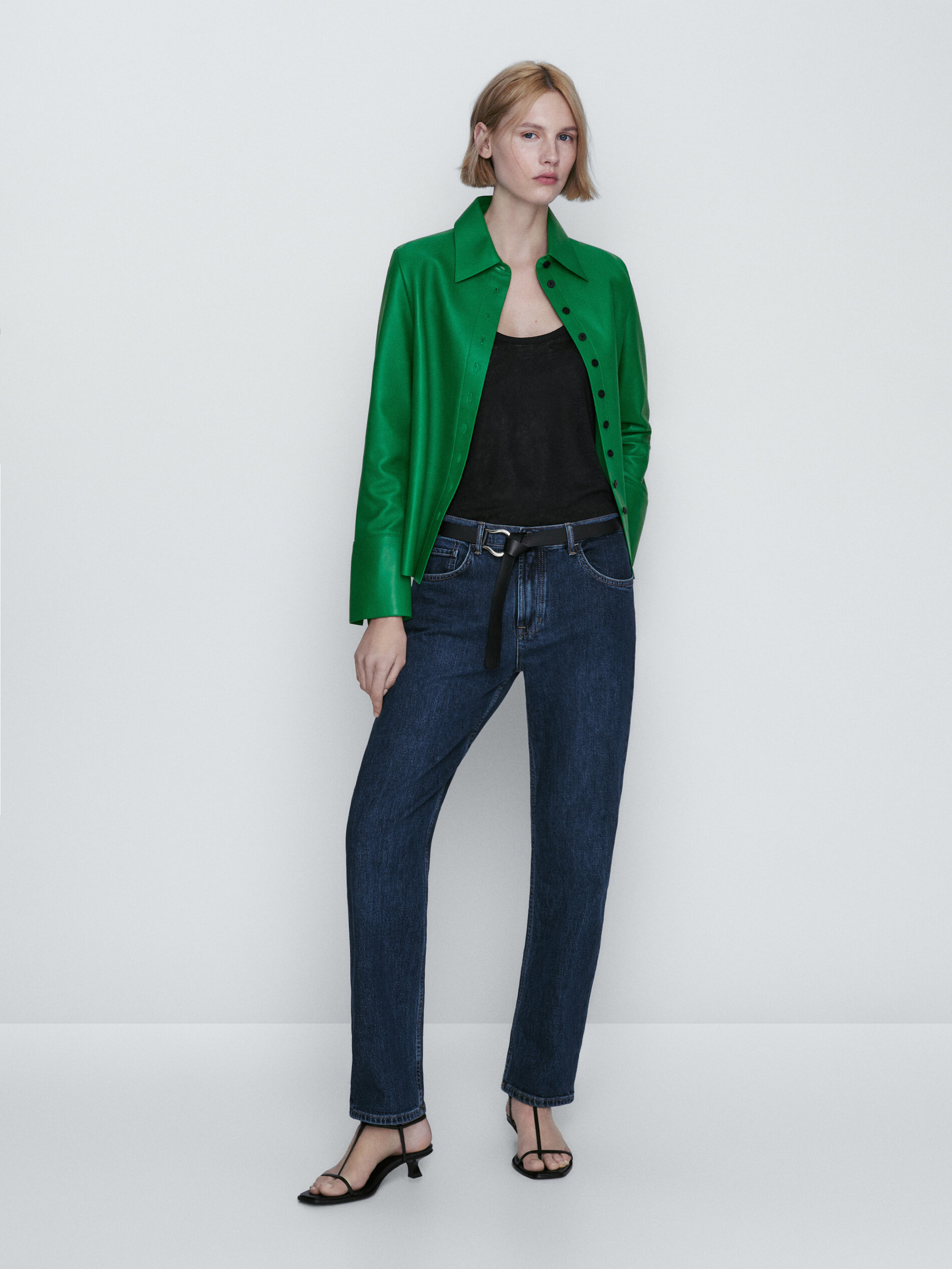 Camisa piel napa verde - VERDE