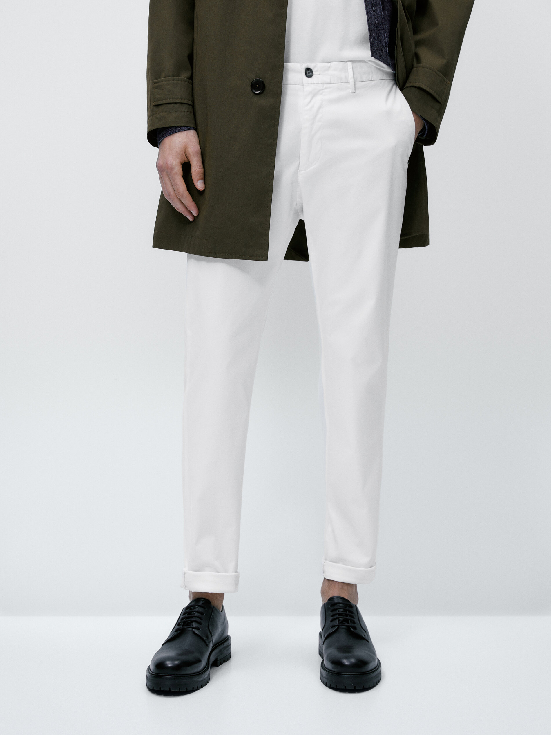 Pantalón chino mezcla algodón slim fit - BLANCO