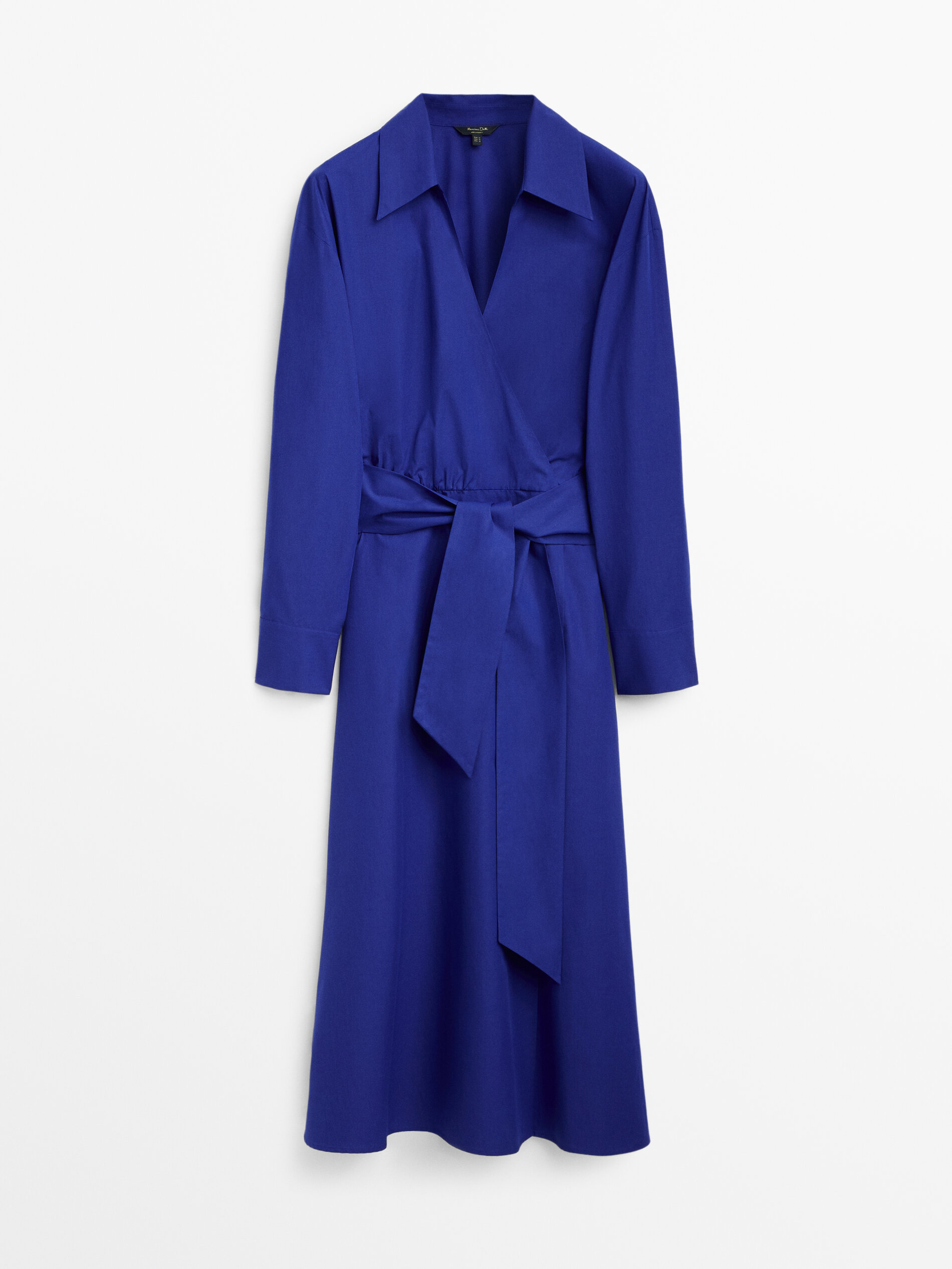 Vestido popelín cruzado lazada - AZUL ELÉCTRICO