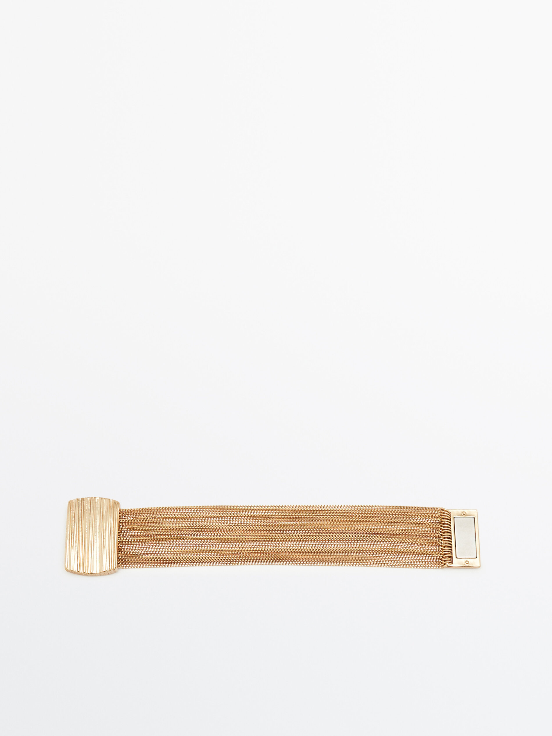 Pulsera cadenas textura baño oro - DORADO