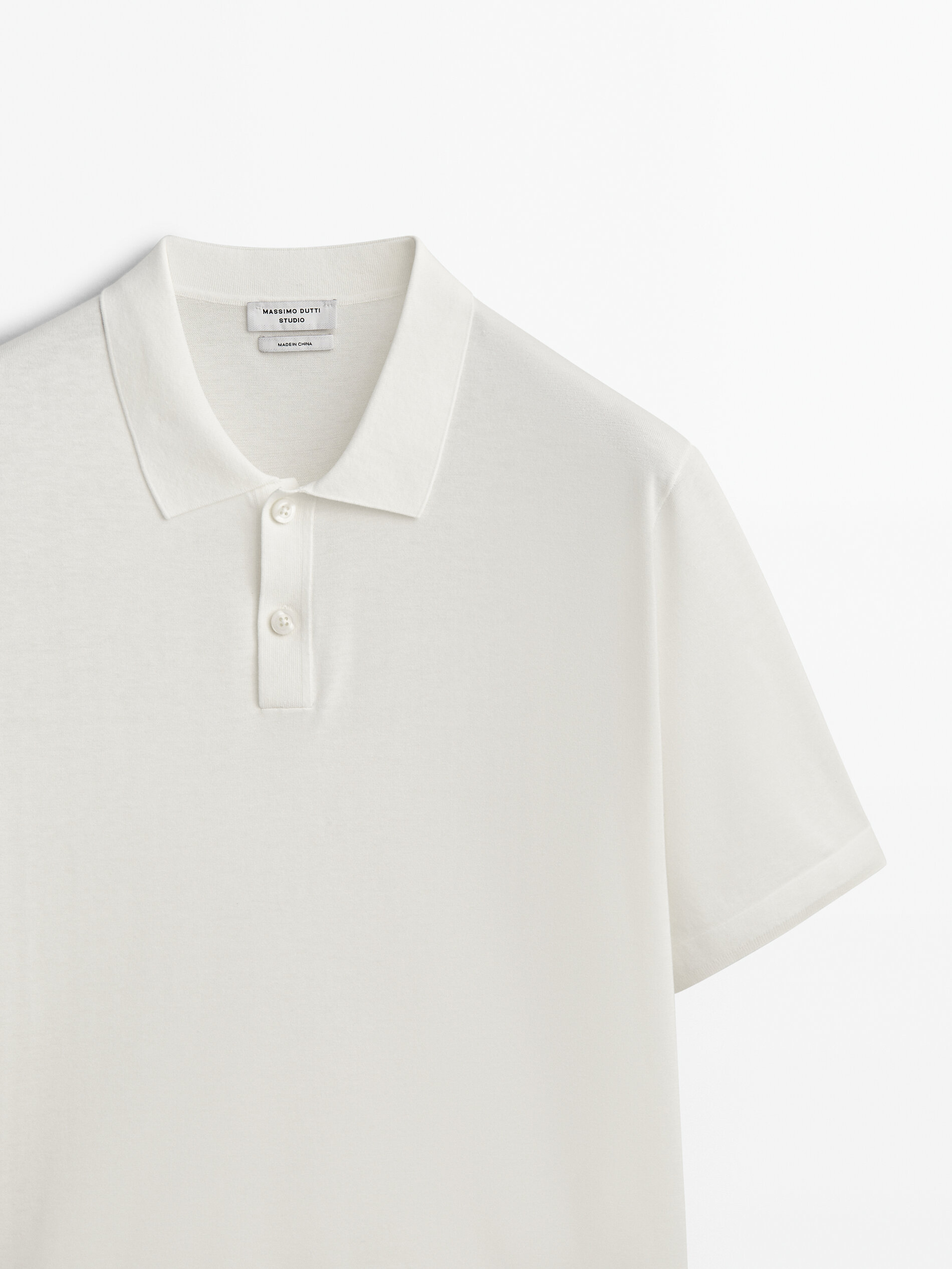 Jersey polo mezcla algodón seda -Studio - BLANCO ROTO