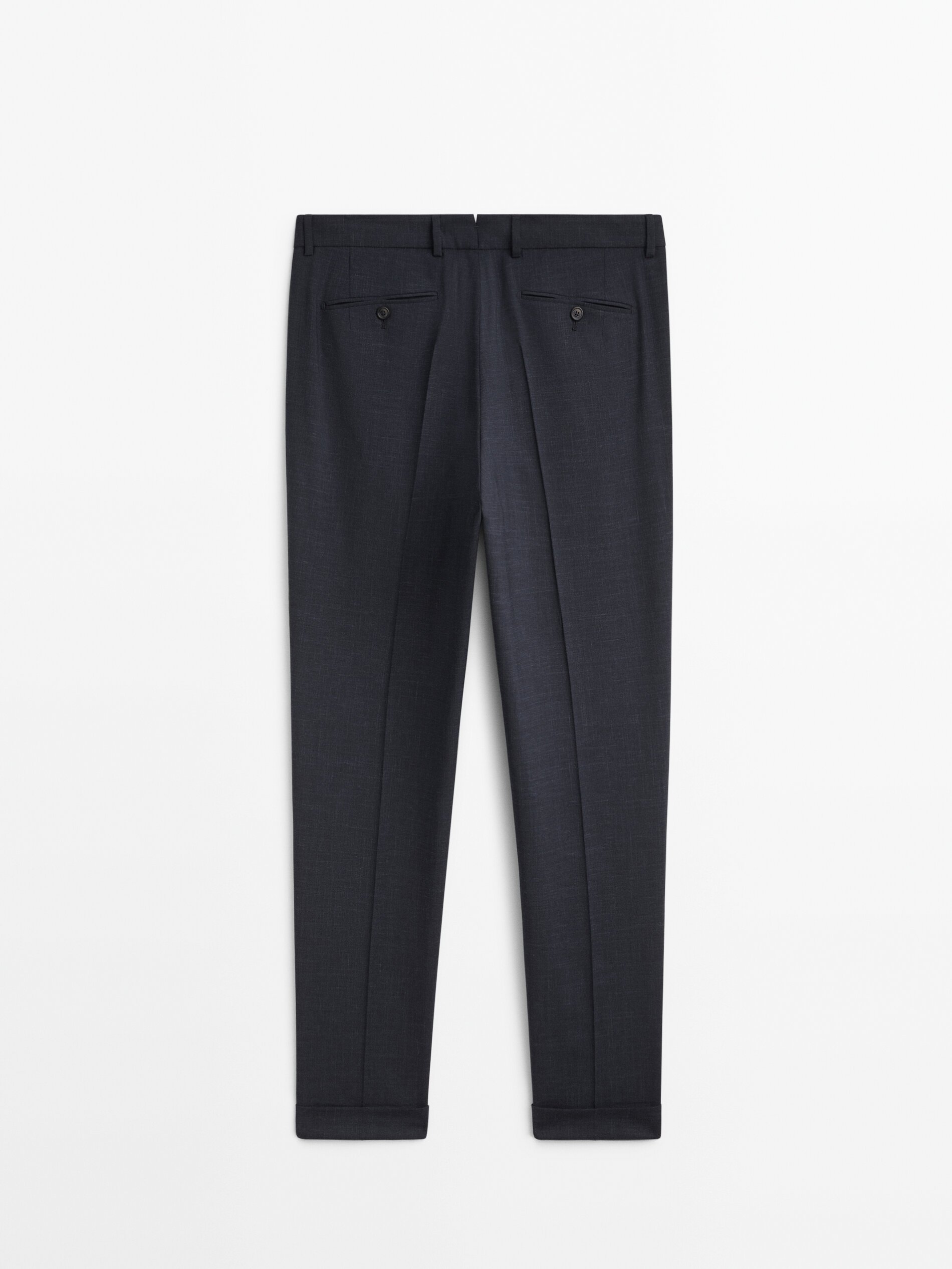 Pantalón traje estructura mezcla lana - AZUL MARINO