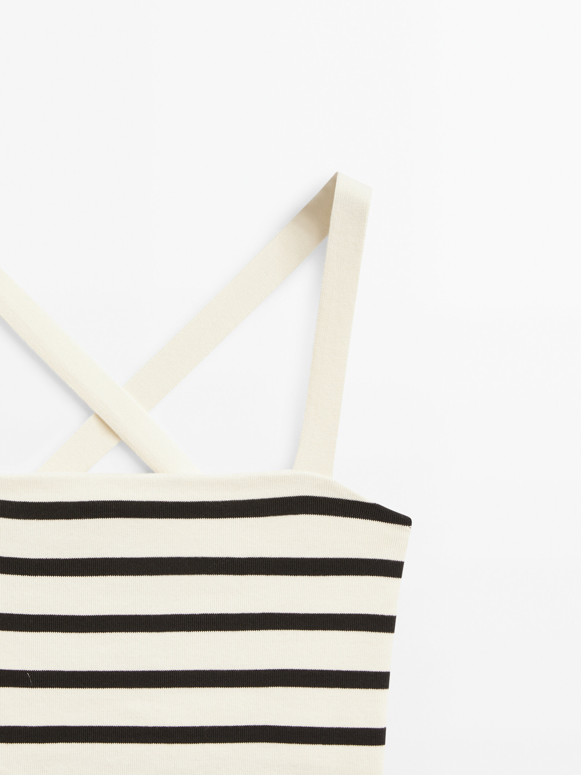 Top crop rayas tirantes cruzados - CRUDO