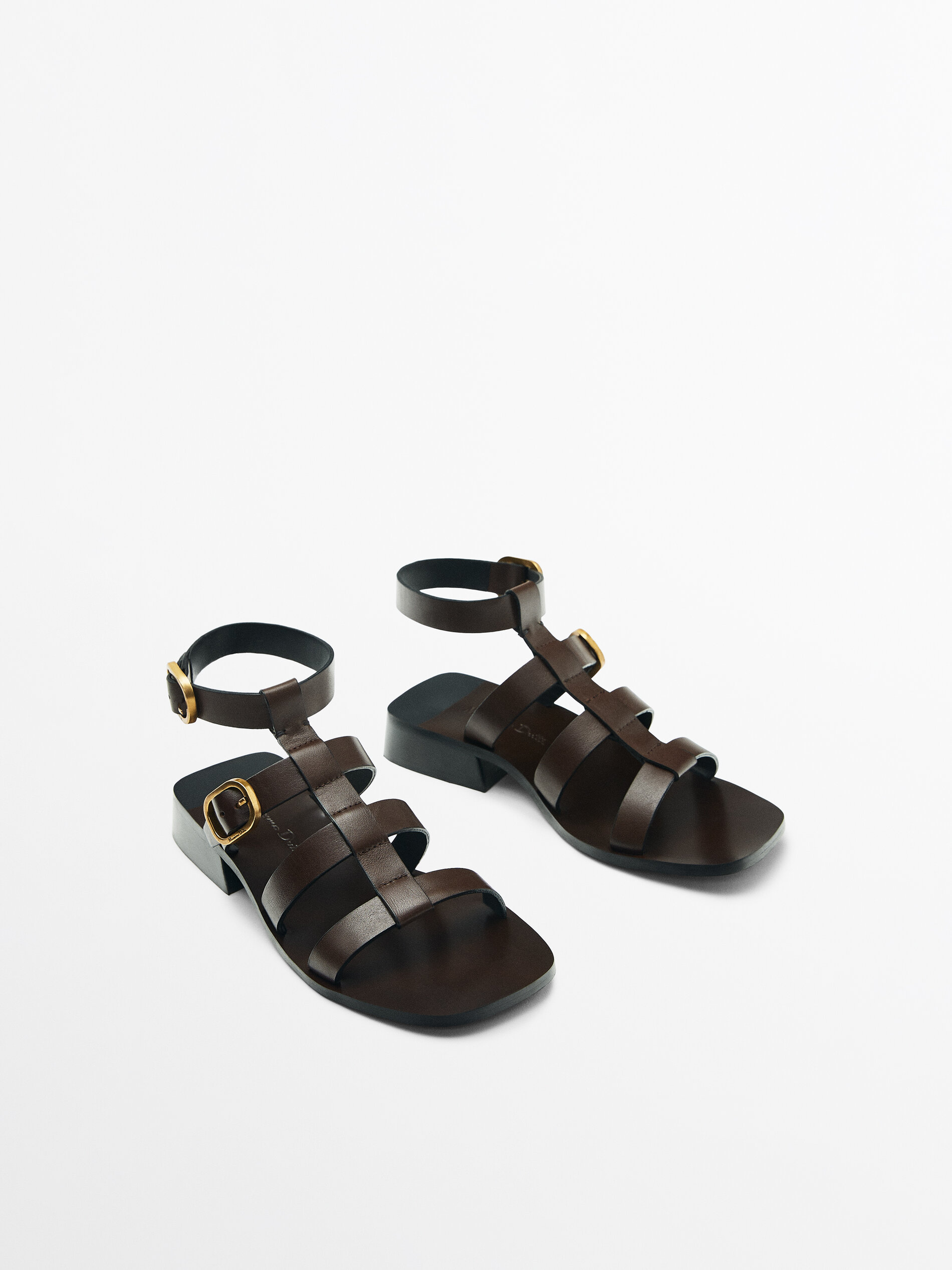 Sandalia tacón bloque - MARRÓN