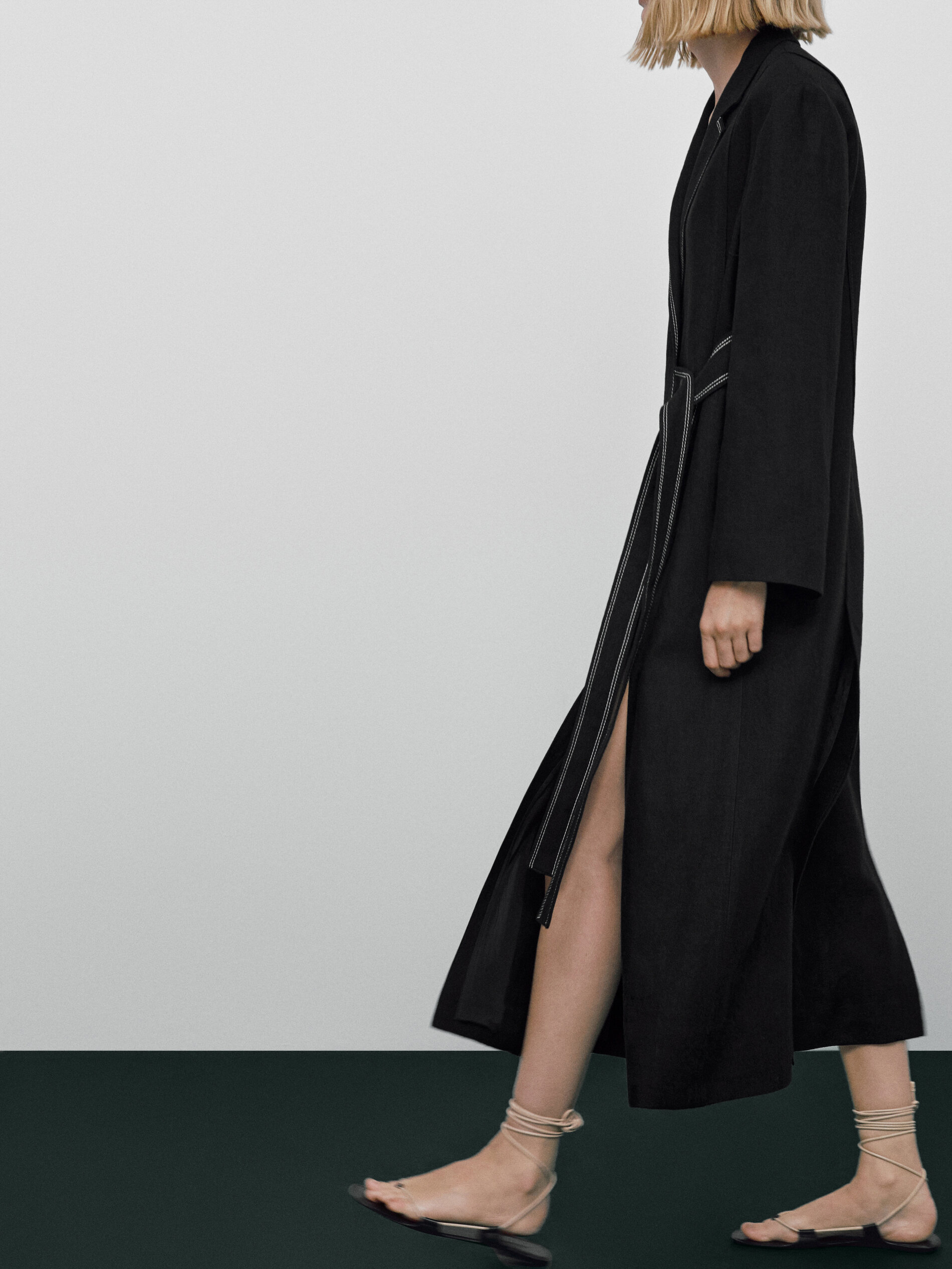 Abrigo cruzado lino Limited edition - NEGRO