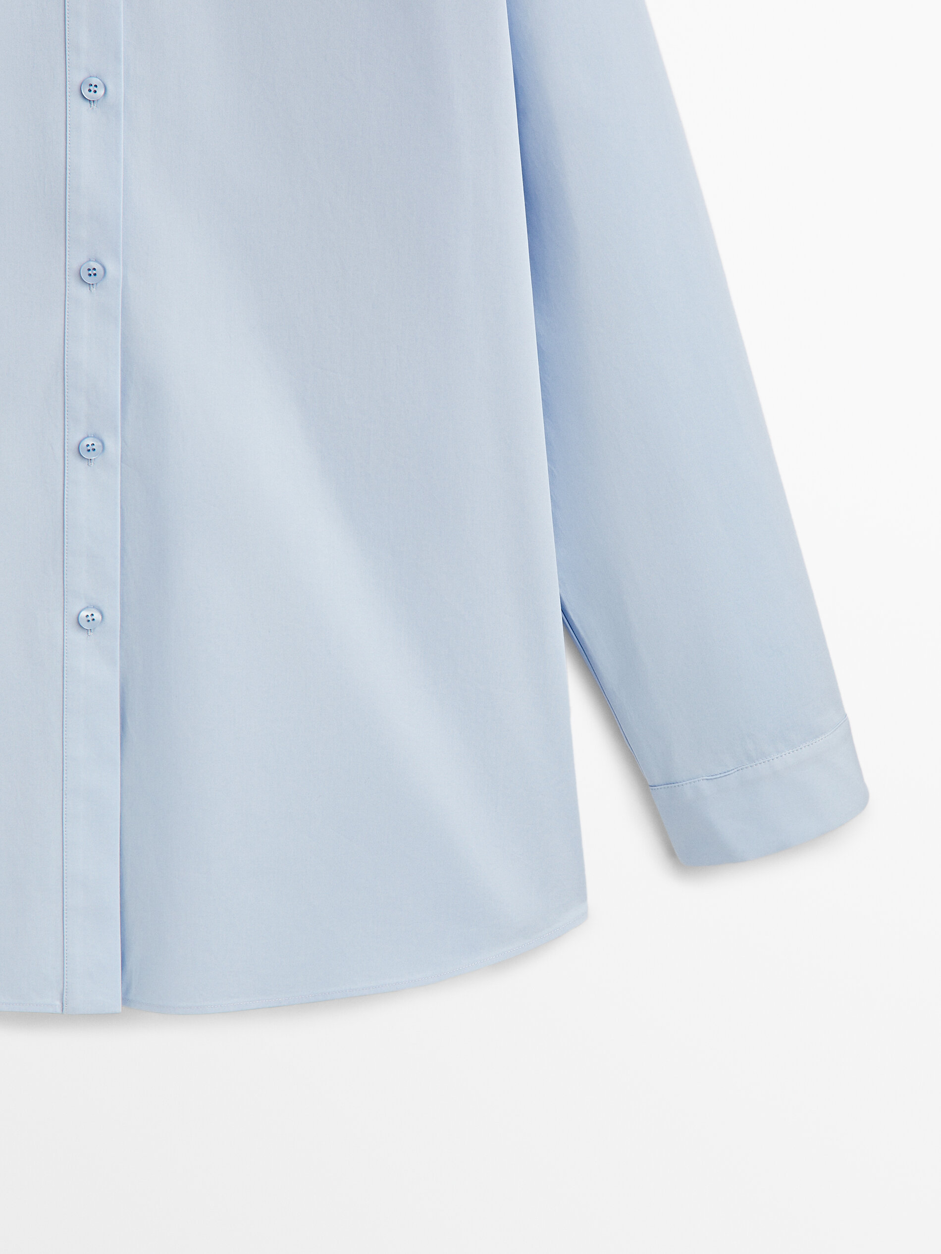 Camisa popelín algodón sarga - CELESTE