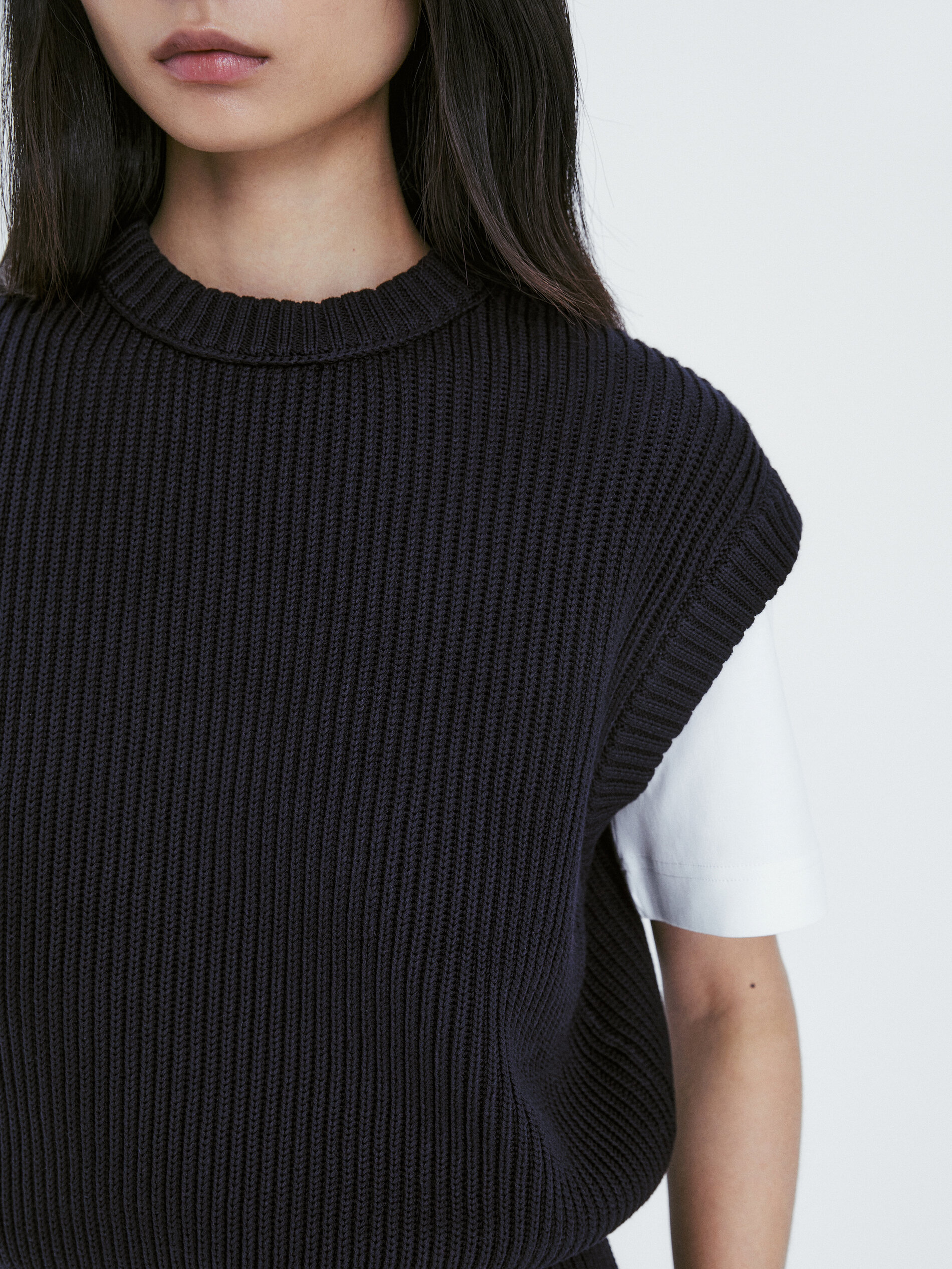 Chaleco de punto algodón - AZUL MARINO