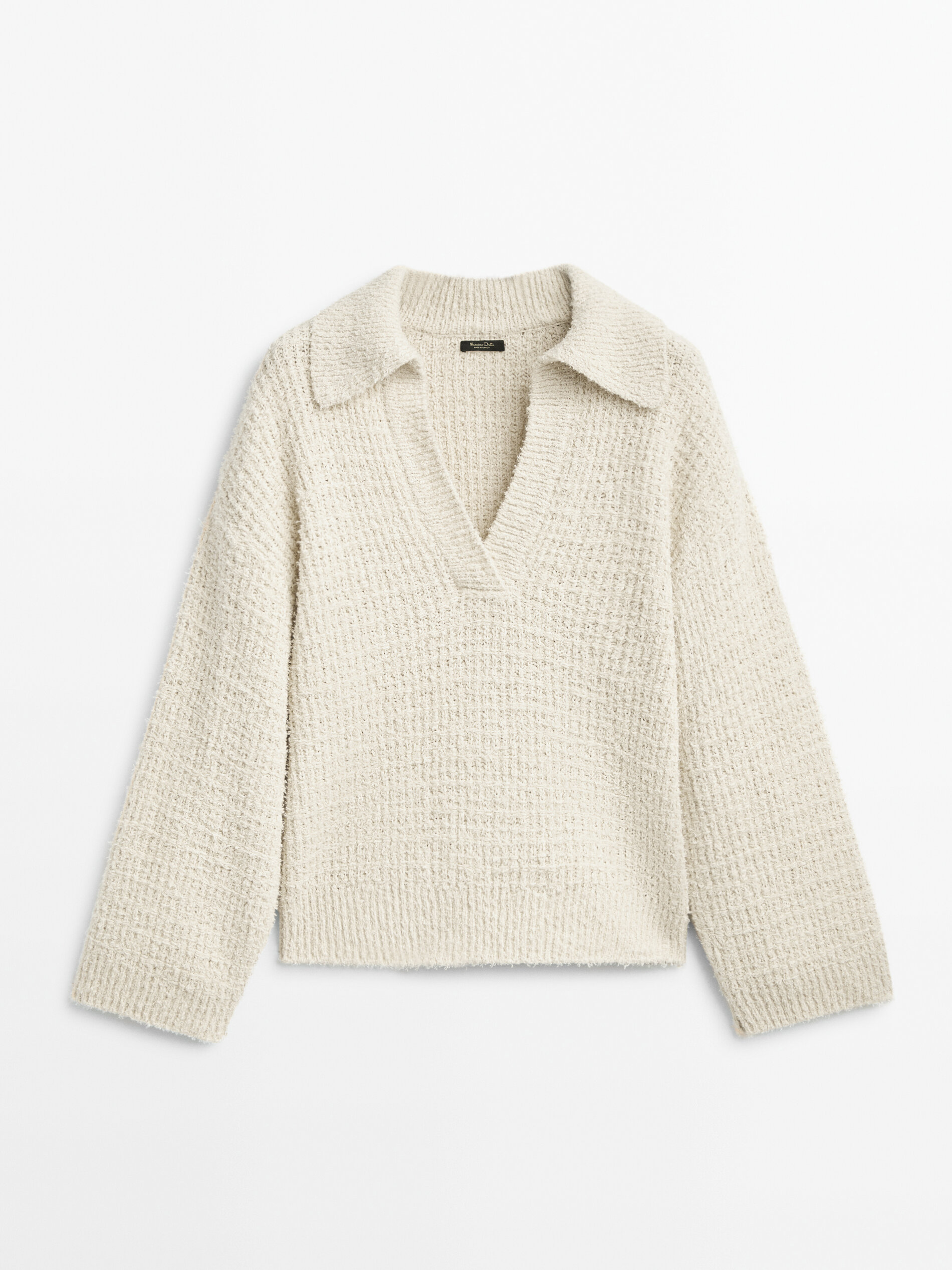 Jersey punto estructura cuello polo - BEIGE