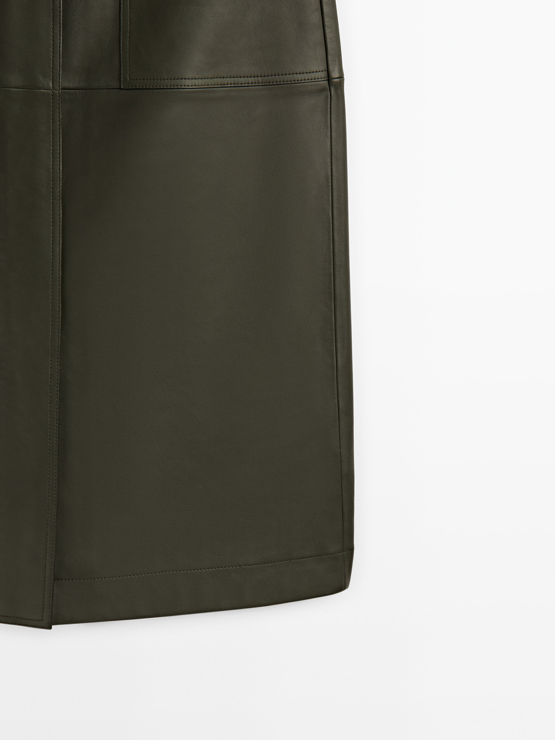 Falda piel napa bolsillos - VERDE